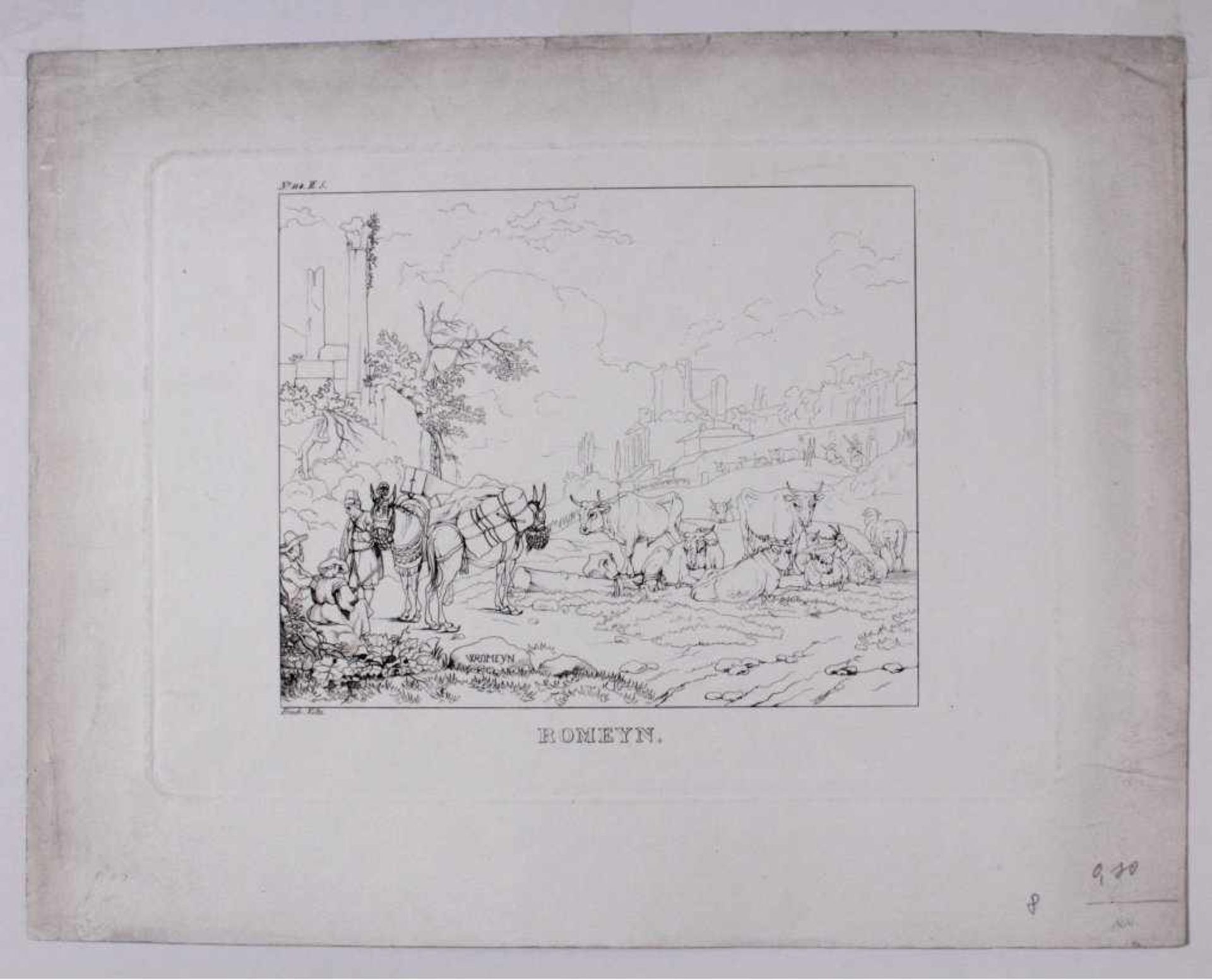 2 UmrissradierungenMit den Namenzügen der Künstler und Nummer in der Platte.Friedrich Volz (1817 - Bild 2 aus 3