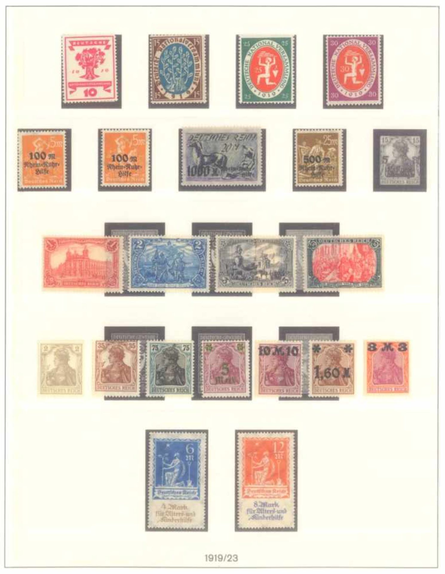 DEUTSCHES REICH INFLATIONSZEIT 1916-1923saubere postfrische Sammlung auf LINDNERT-Falzlosvordrucken,