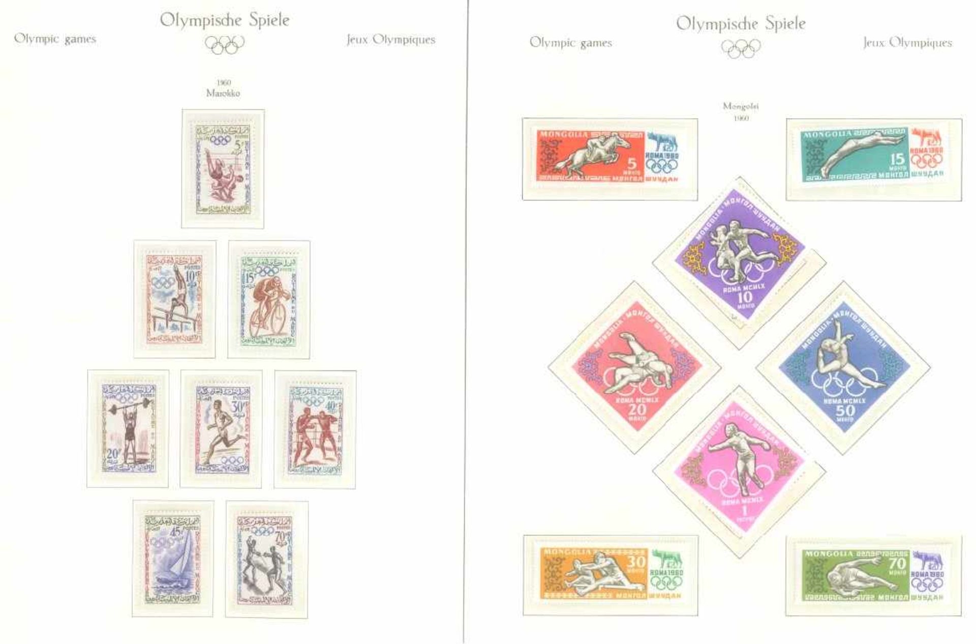 OLYMPISCHE SPIELE 1960 Rom, postfrische Sammlungauf gesamt über 70 Falzlos - KABE-Vordrucken im - Bild 18 aus 40