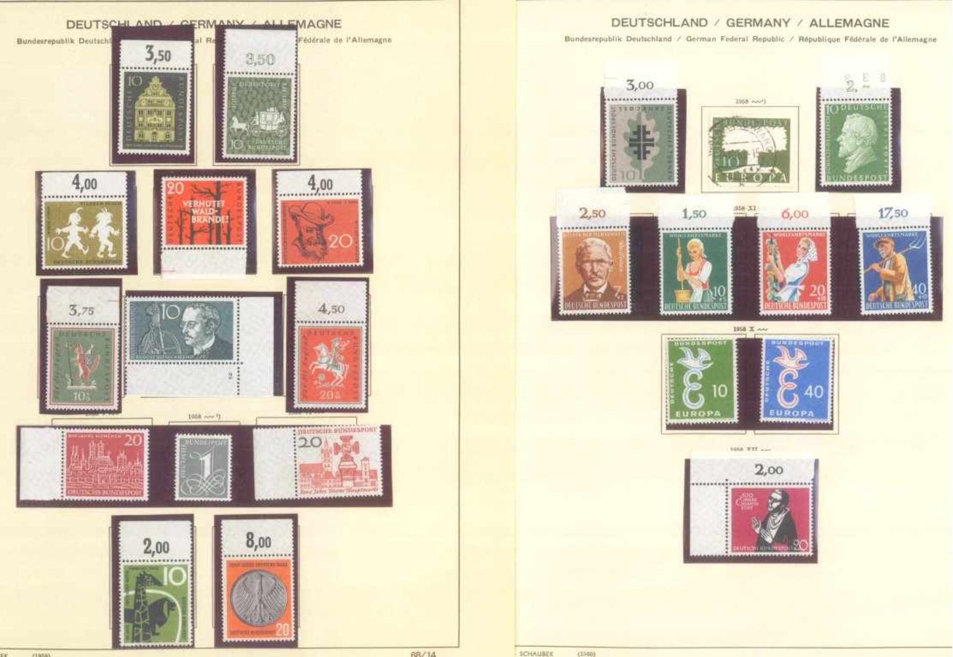 DEUTSCHLAND nach 1945, GeneralsammlungSammlung auf alten Schaubekblättern, mit BUND, BERLIN, DDRab - Bild 12 aus 39