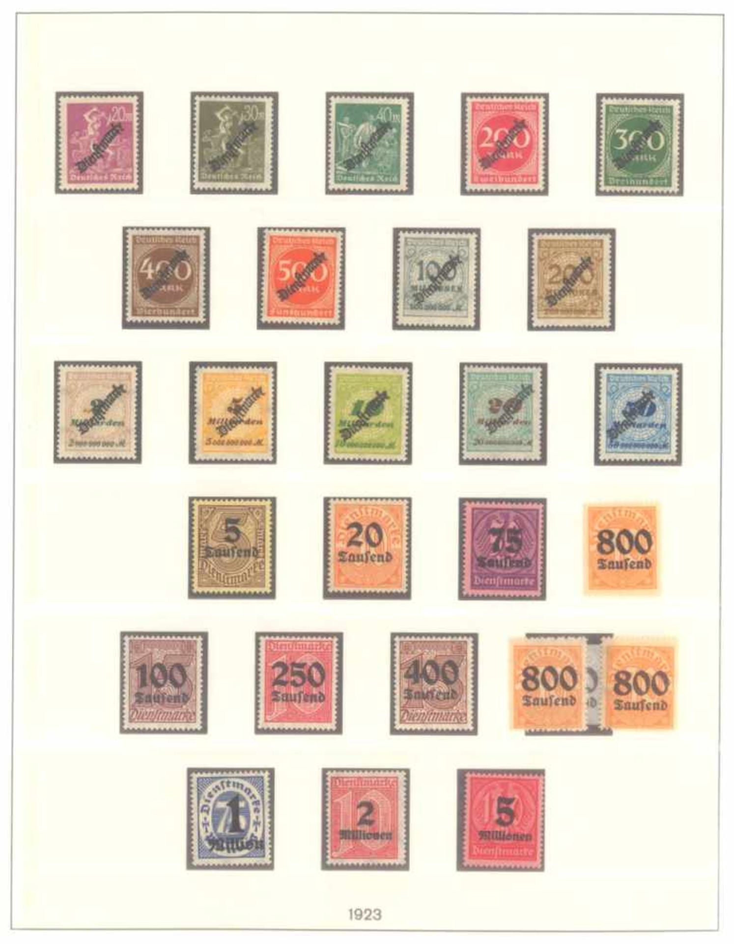 DEUTSCHES REICH INFLATIONSZEIT 1920-1923, Dienstmarkensaubere postfrische Sammlung auf LINDNERT- - Bild 4 aus 5
