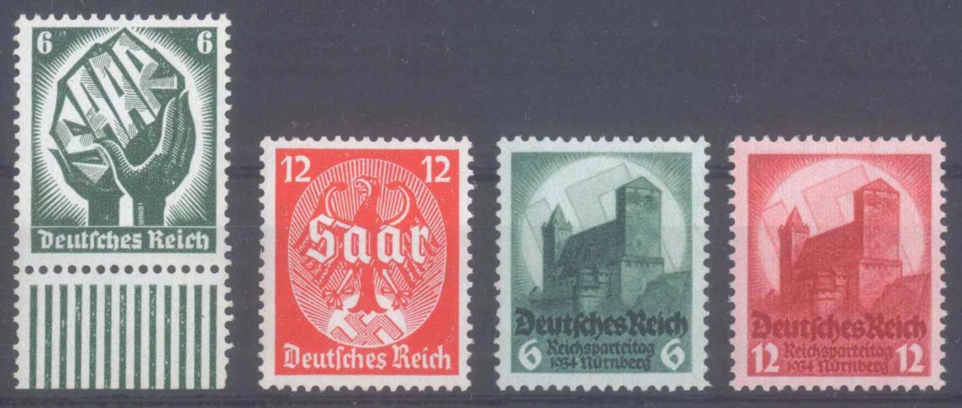 1934 III. REICH, Saar und ReichsparteitagMichelnummern 544-545 und 546-547, je postfrischLuxus/