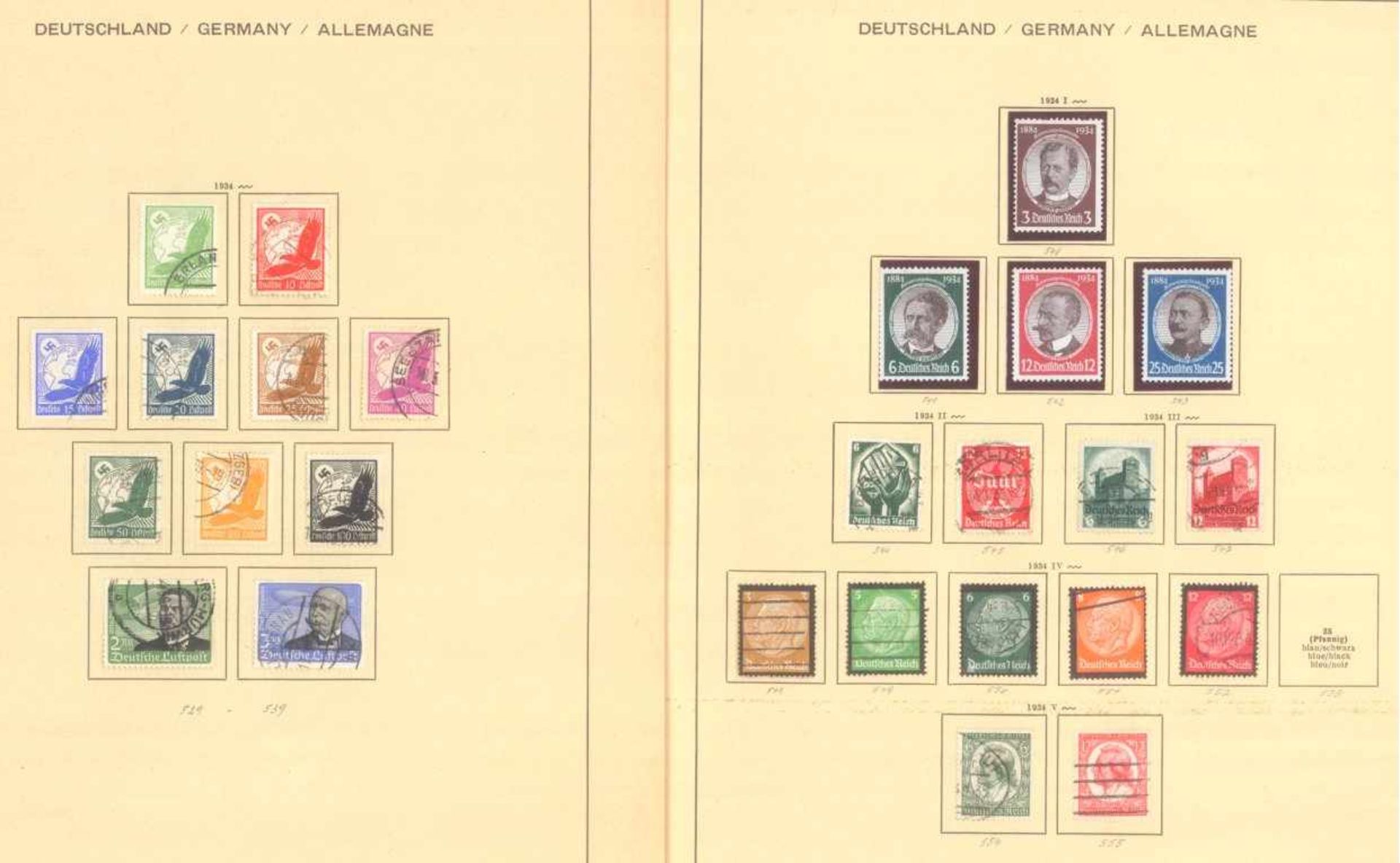 III. REICH 1934 bis 1945, mit OSTROPA - BlockSammlung auf alten Schaubekblättern, Erhaltungen