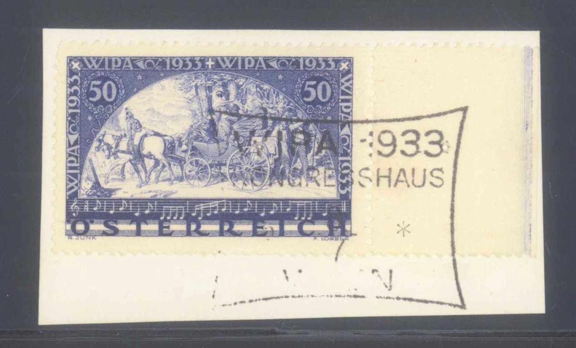 ÖSTERREICH 1933, WIPA - Marke, gewöhnliches PapierMichelnummer 555 A vom rechten Rand, mit