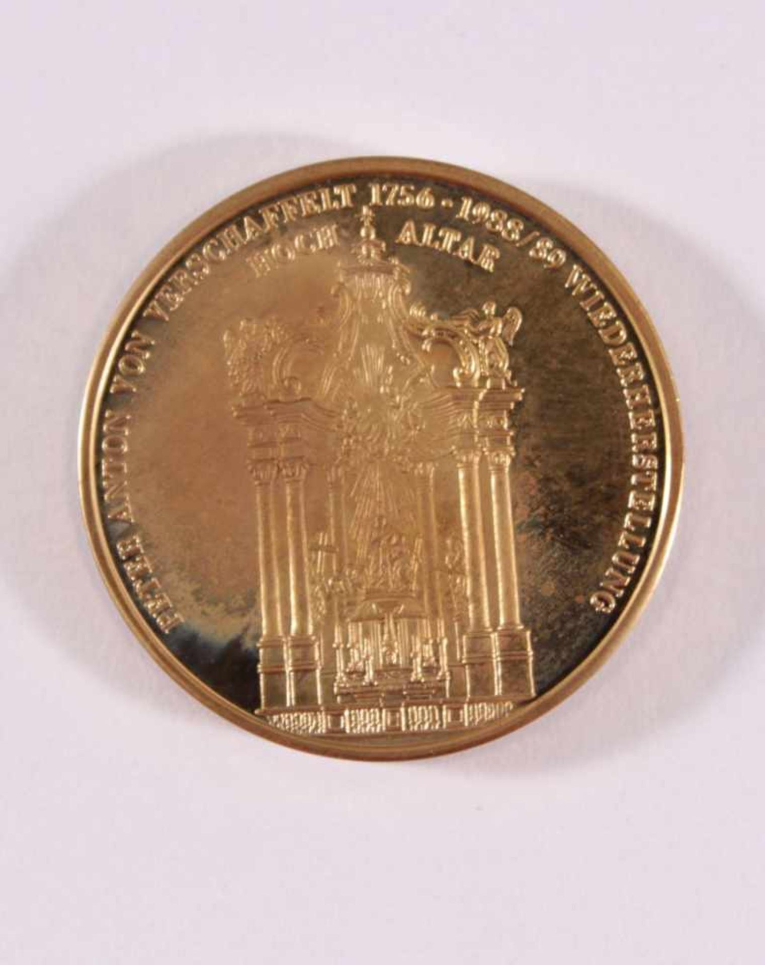 Goldmedaille Jesuitenkirche Mannheim8kt Medaille, ca. D- 26 mm, Gewicht ca. 14 g - Image 2 of 2