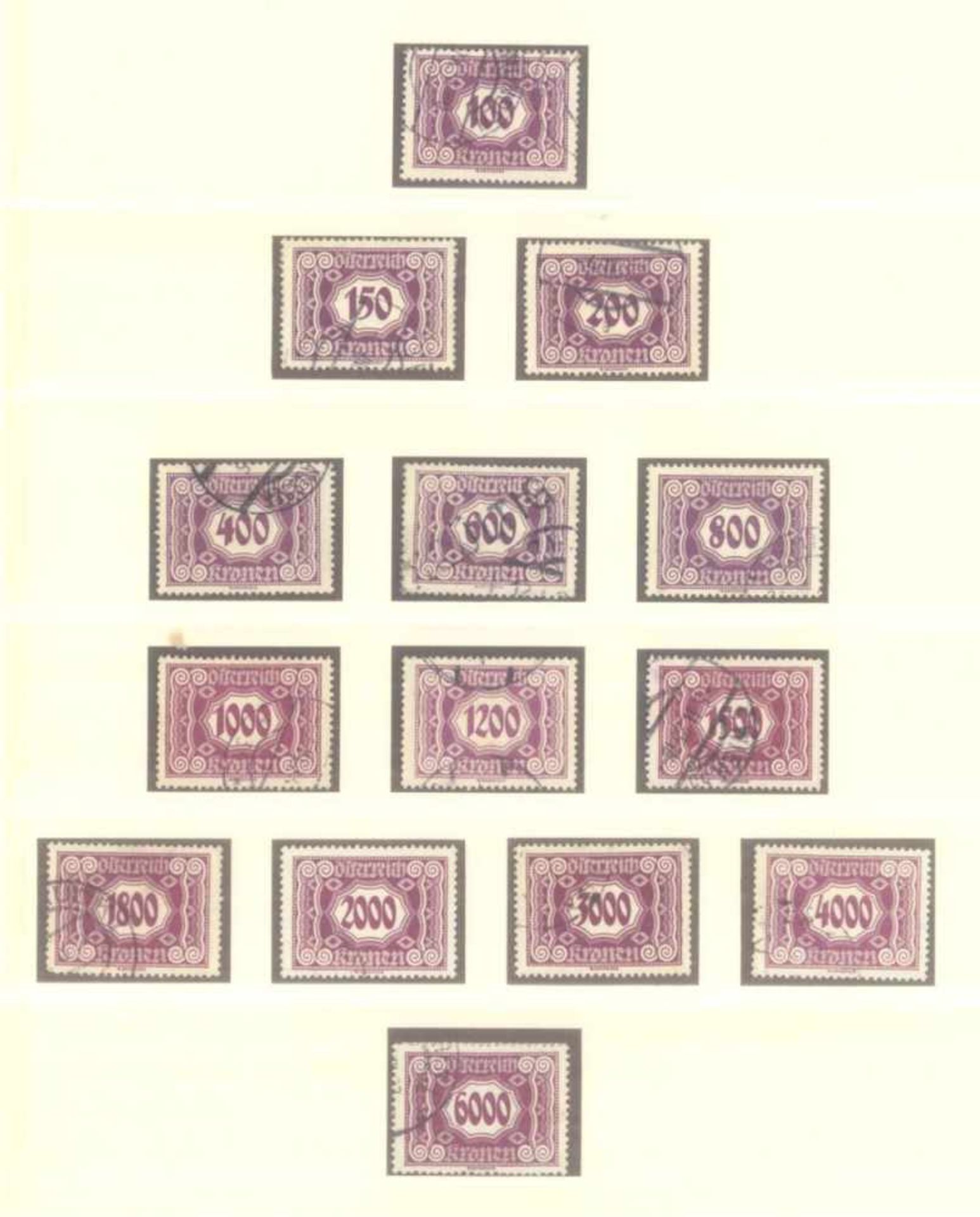 ÖSTERREICH 1919-1924, Portomarkengestempelte Sammlung in LINDNER T-Falzlosvordrucken,komplett - Bild 5 aus 5