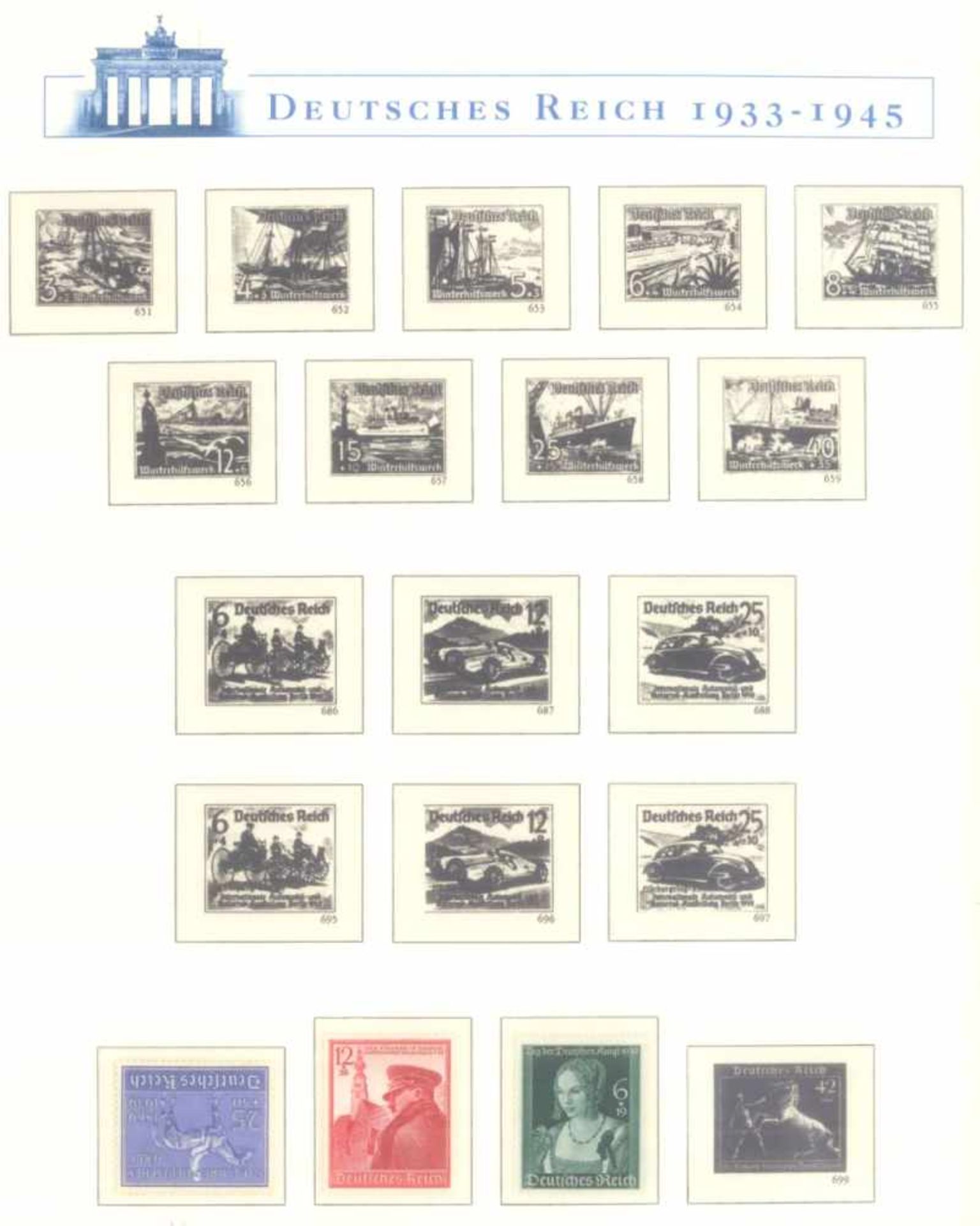 III. REICH 1933-1945postfrische Sammlung im kompletten BOREK - Falzlosvordruckmit geschichtlichem - Image 7 of 20