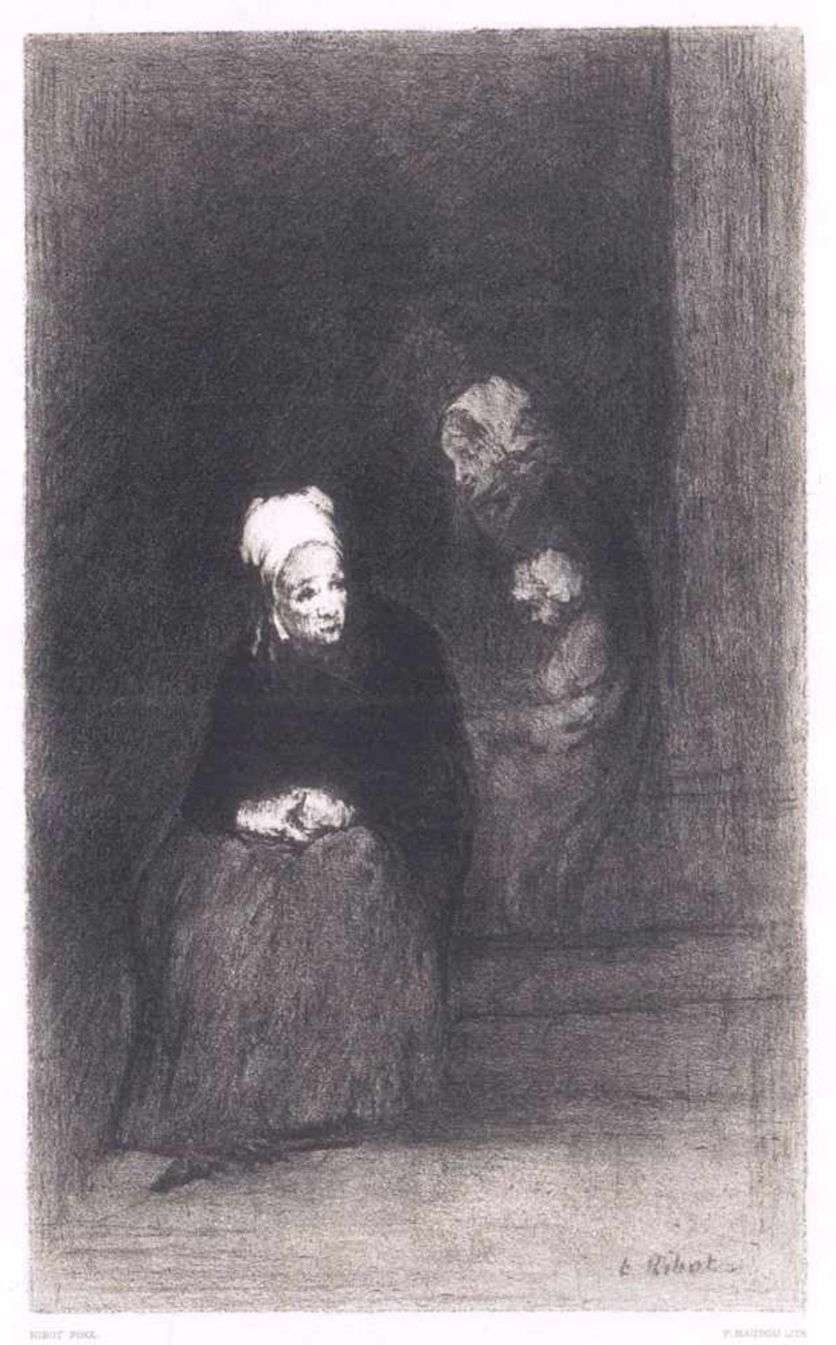 Augustine Théodule Ribot (1823-1891)"Mendiantes - Bettler". Lithographie 1898 von P. Maurou
