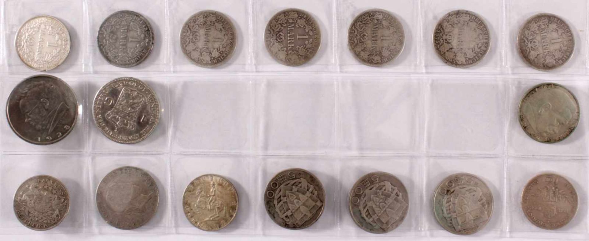 Sammlung Silbermünzen ab 187517 Münzen. Deutsches Reich, Portugal,Österreich, Lettland,Niederlande