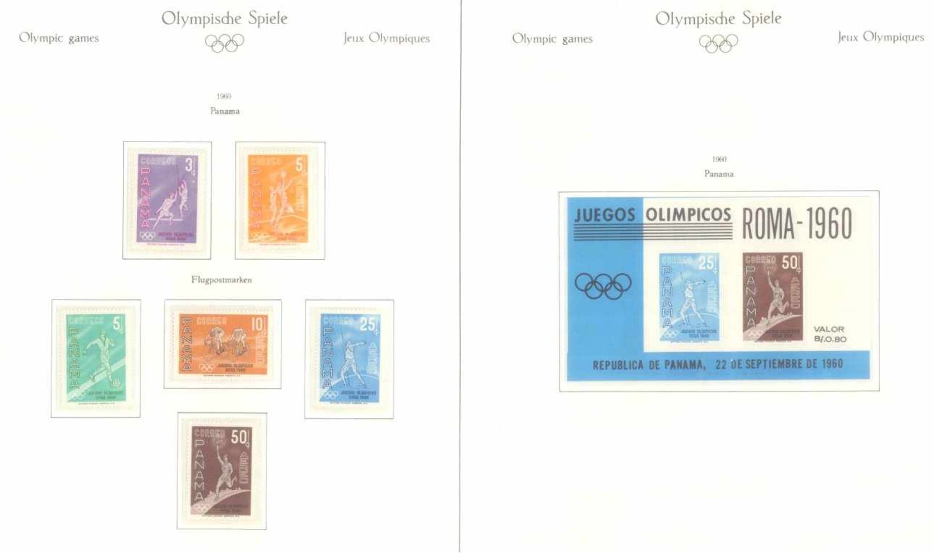 OLYMPISCHE SPIELE 1960 Rom, postfrische Sammlungauf gesamt über 70 Falzlos - KABE-Vordrucken im - Bild 19 aus 40