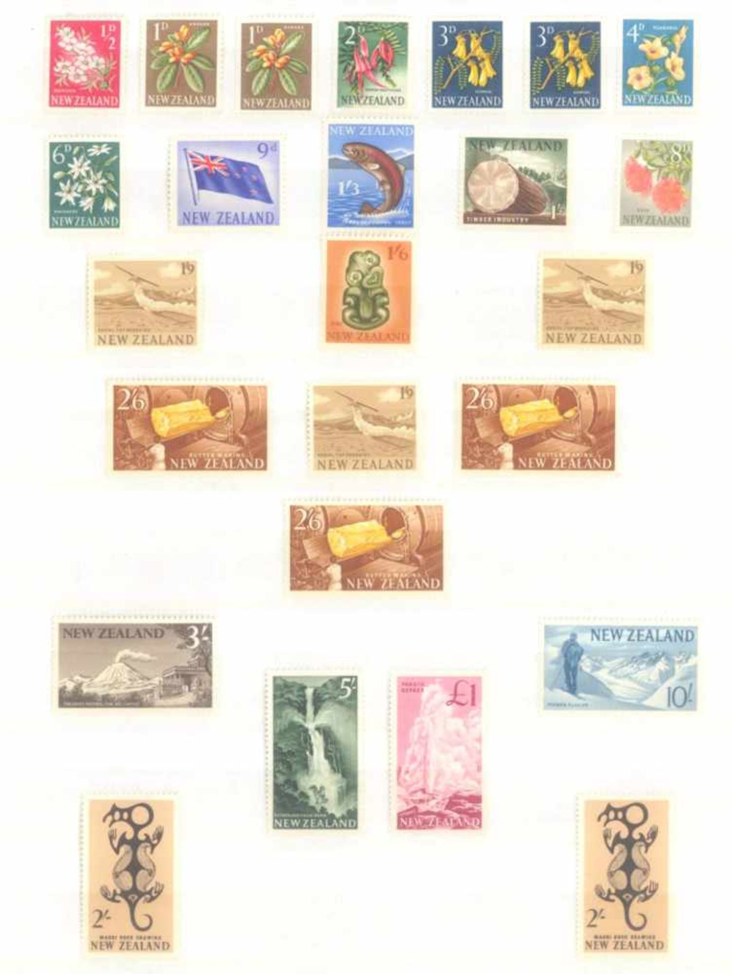 NEUSEELAND 1960 Freimarken mit Höchstwerten25 postfrische Werte aus dem Freimarkensatz, dabei