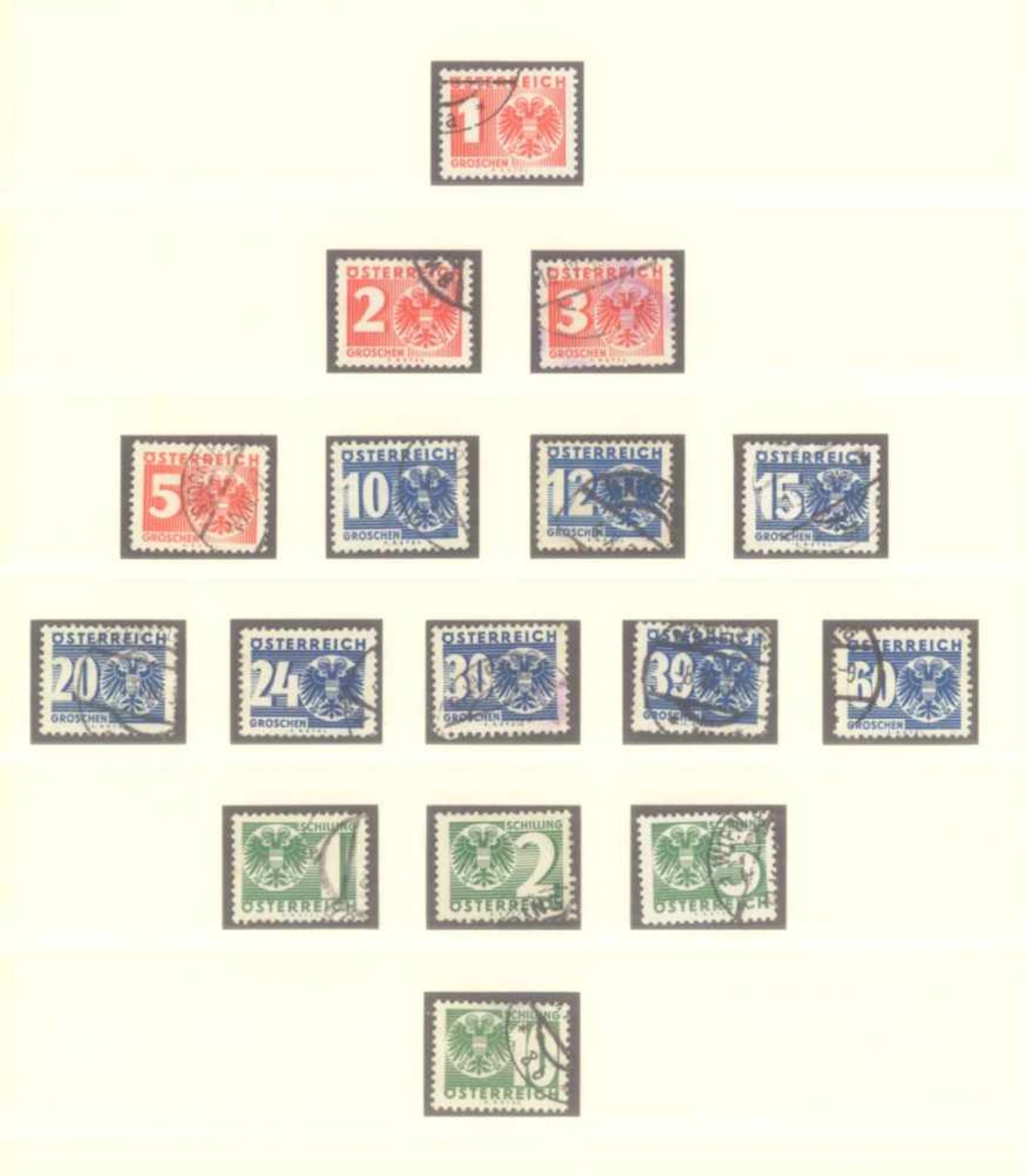 ÖSTERREICH 1925-1937gestempelte Sammlung in LINDNER T-Falzlosvordrucken, mitPortomarken, komplett - Image 11 of 11