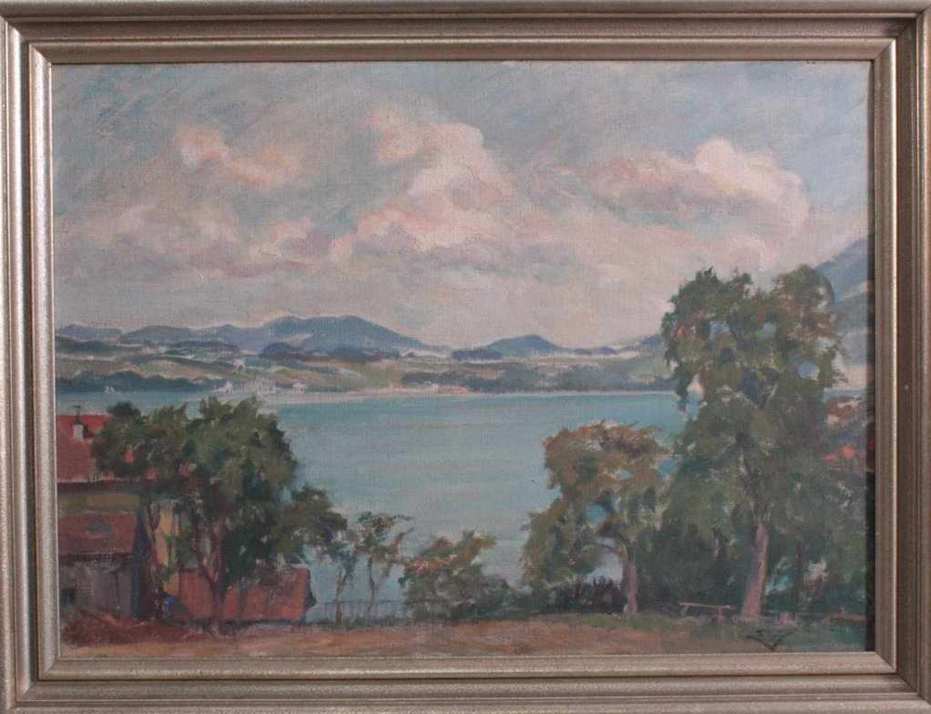 Mediterane SeenlandschaftÖl / Lwd, unten rechts monogrammiert (S.v.H.) gerahmt, Maßeca. 65cm x 47cm