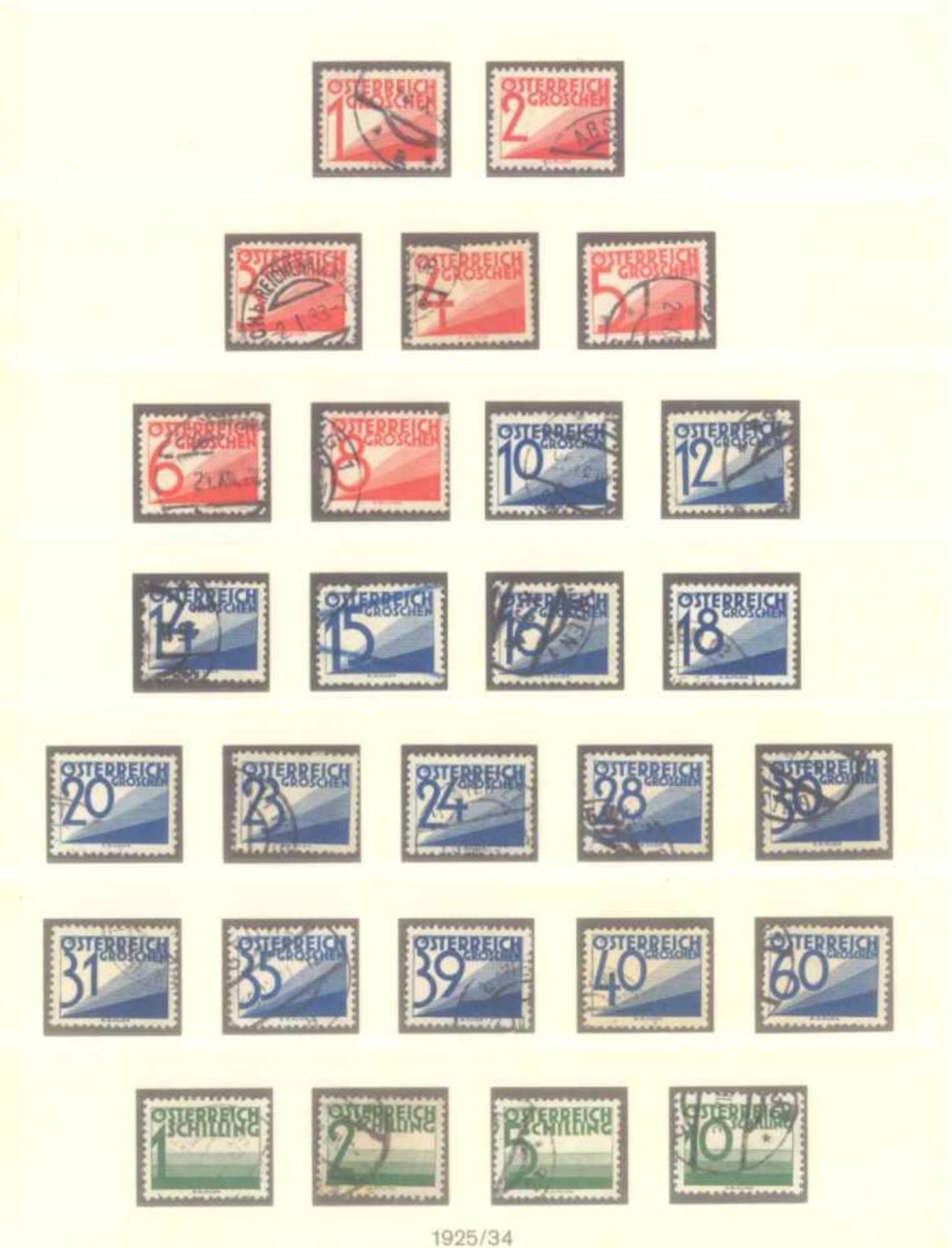 ÖSTERREICH 1925-1937gestempelte Sammlung in LINDNER T-Falzlosvordrucken, mitPortomarken, komplett - Image 10 of 11