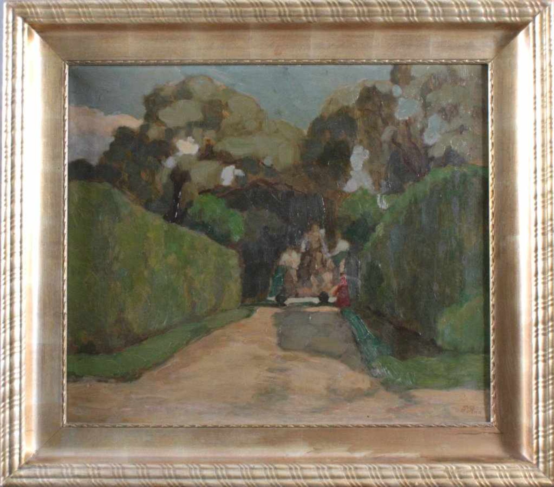 Paul REIN (1885-1946) "Abstrakte Parkansicht"Öl auf Leinwand gemalt, unten rechts signiert,