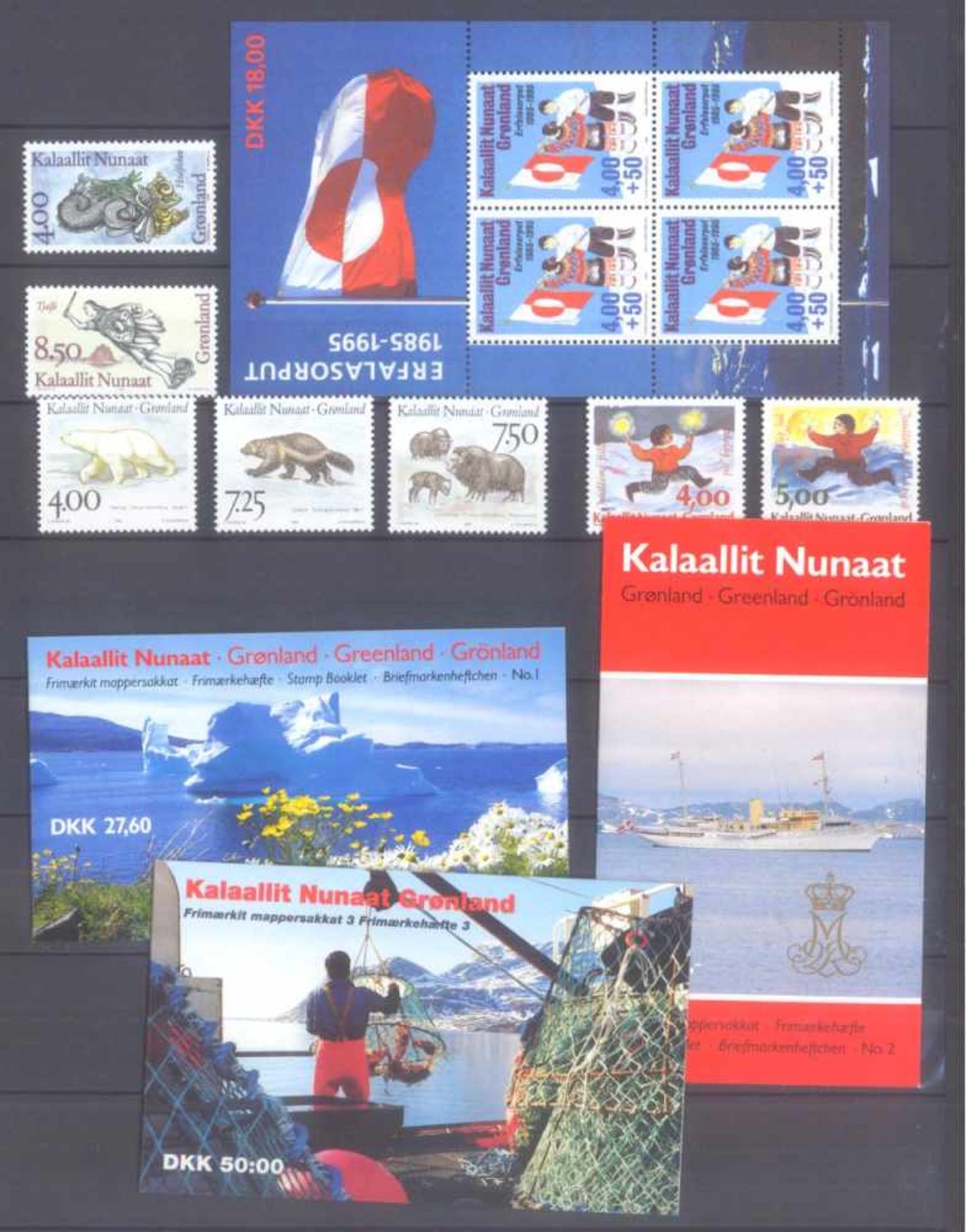 GRÖNLAND 1988-1995, Katalogwert fast 400,- Euro.komplette postfrische Sammlung auf Steckseiten, es - Bild 5 aus 5