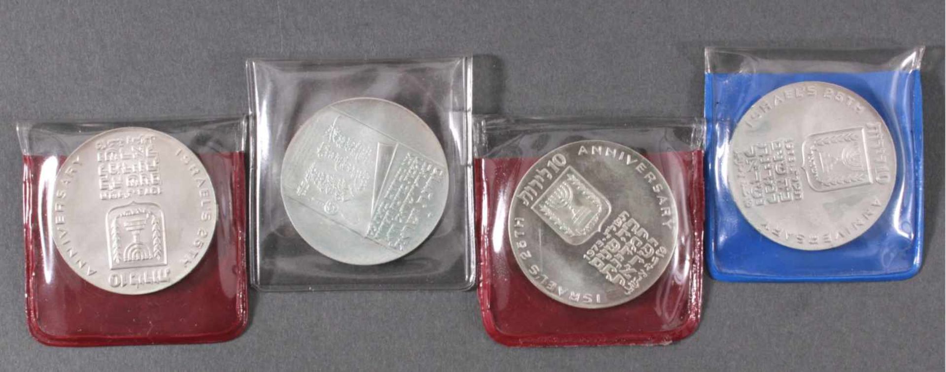 4x Silbermünze Israel10 Lirot 1973, "25th Anniversary of Independence", 900erSilber, jeweils ca.