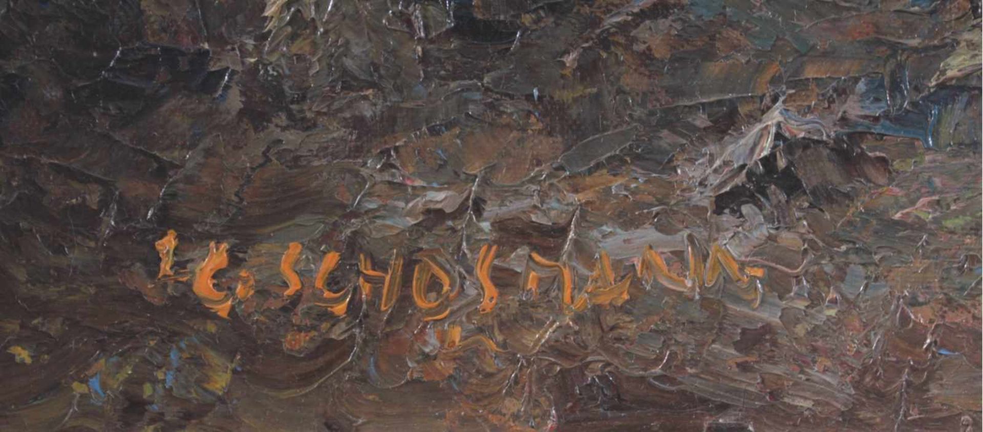 Ludwig Schosmann (1901-?)Öl / Lwd, Seenlandschaft, gerahmt, ca. 79cm x 59cm, MaßeRahmen ca. 100cm - Bild 2 aus 2