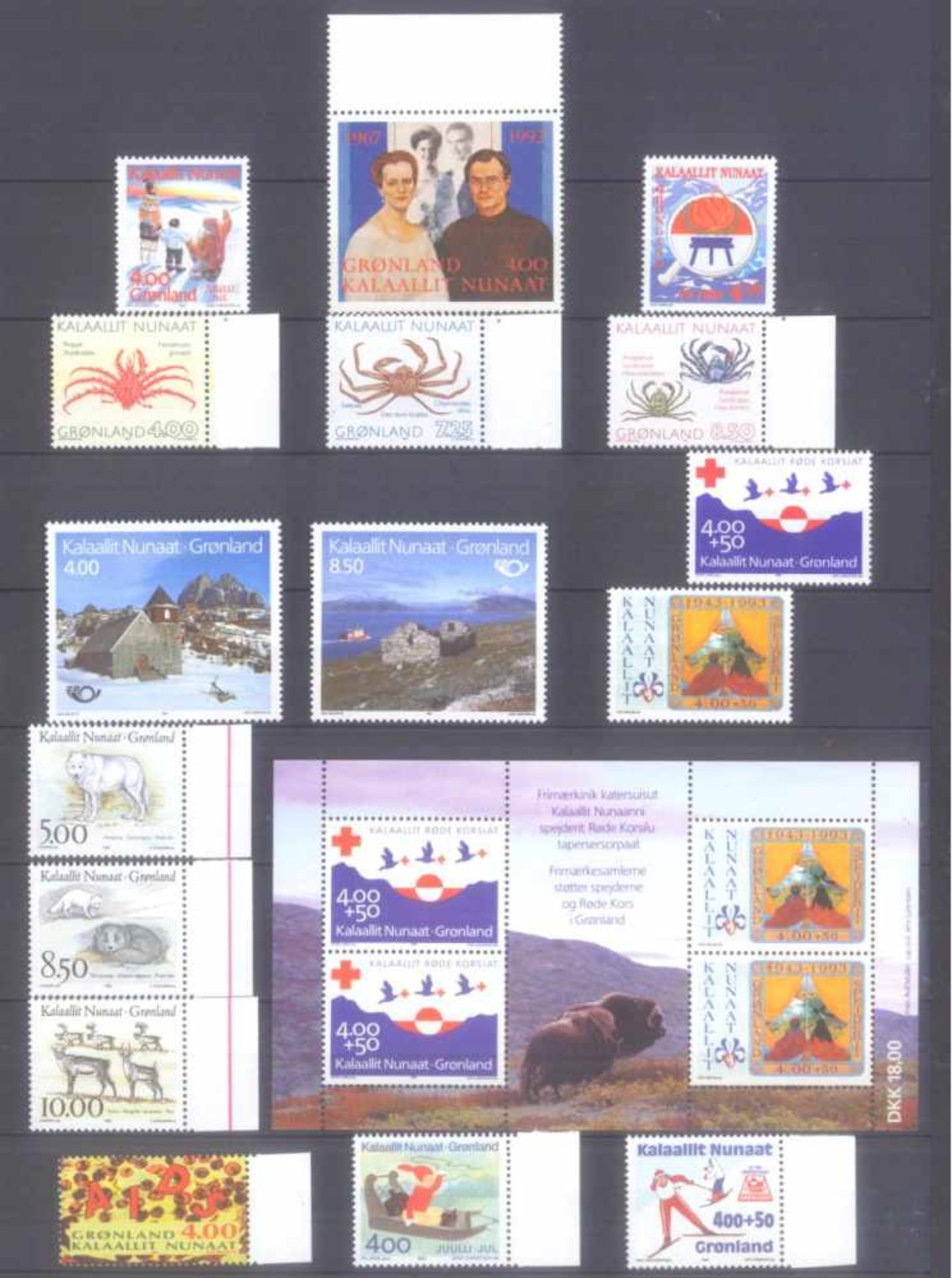 GRÖNLAND 1988-1995, Katalogwert fast 400,- Euro.komplette postfrische Sammlung auf Steckseiten, es - Image 3 of 5