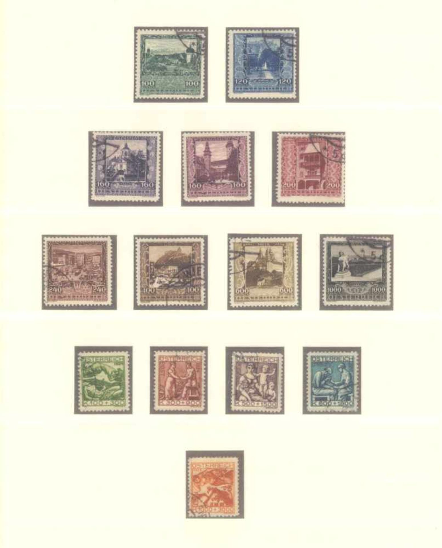 ÖSTERREICH 1918-1924gestempelte Sammlung in LINDNER T-Falzlosvordrucken,komplett gescannt. Dabei - Bild 15 aus 15