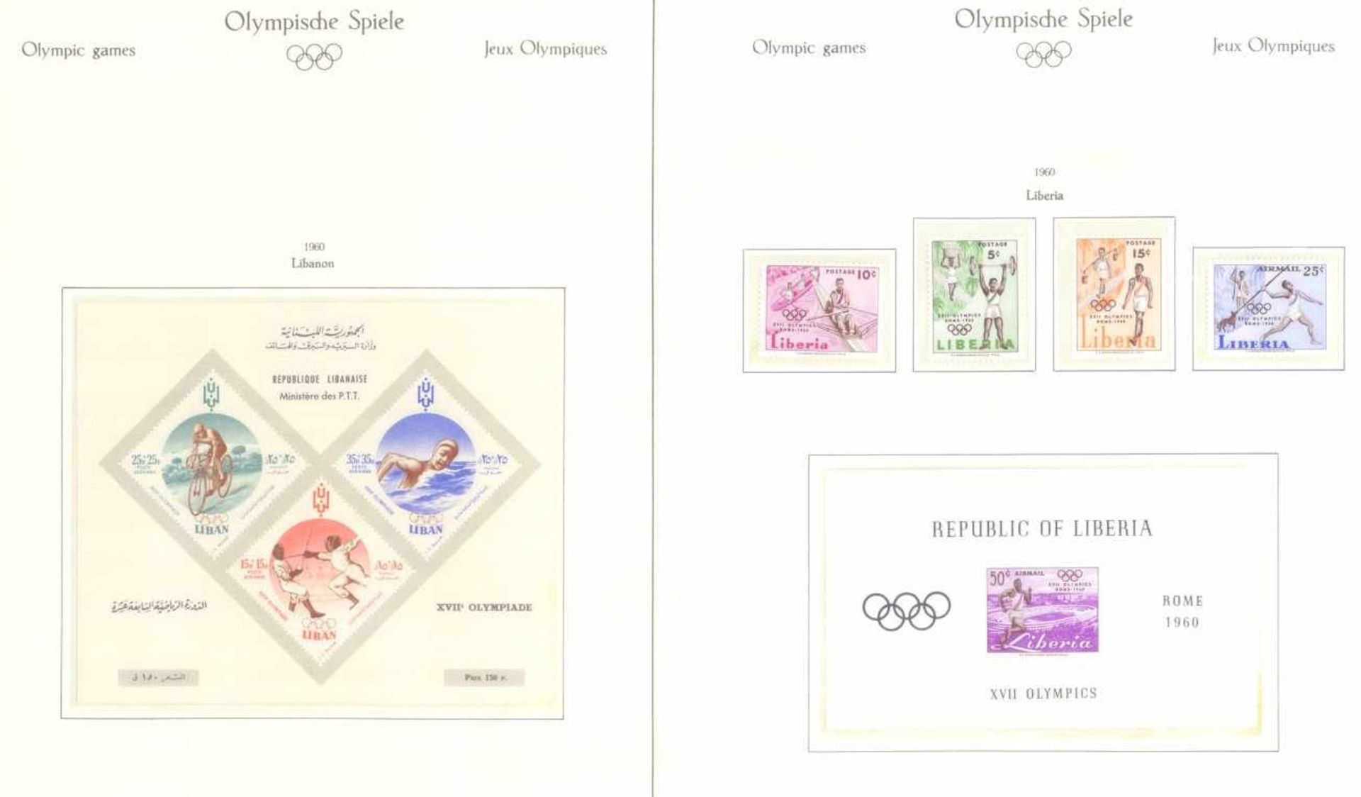 OLYMPISCHE SPIELE 1960 Rom, postfrische Sammlungauf gesamt über 70 Falzlos - KABE-Vordrucken im - Bild 15 aus 40