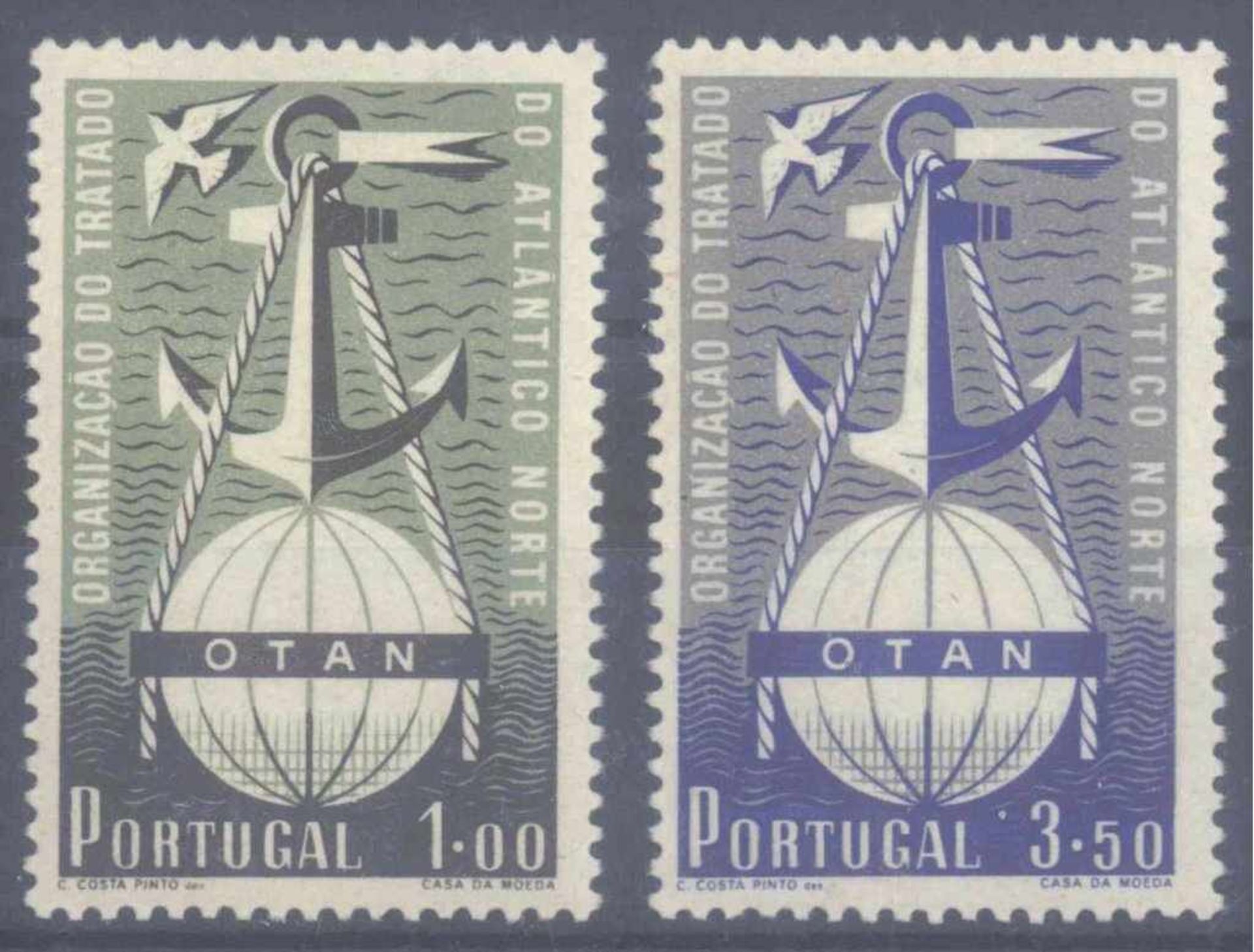 PORTUGAL 1952 NATO (OTAN)Michelnummern 778-779 postfrisch mit Oiginalgummi ohne Falz/ Falzspur, aber