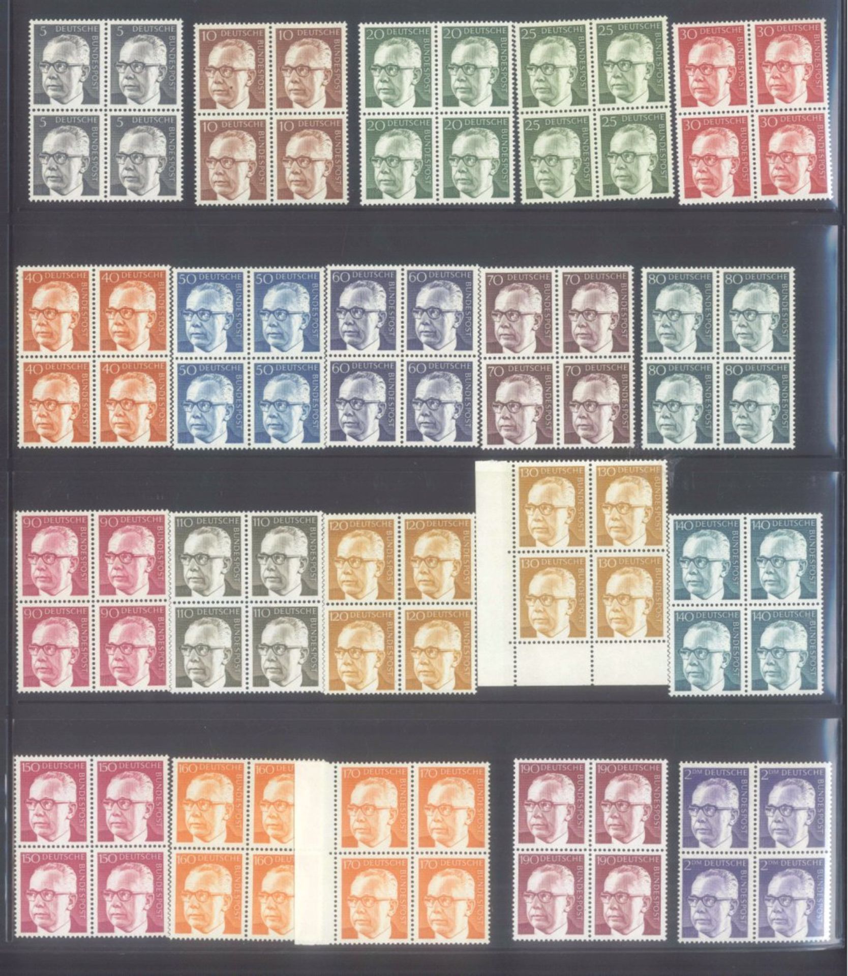 BUND 1961-1997 VIERER-BLOCKS von Dauerserienschöne postfrische Sammlung ab Bedeutende Deutsche, - Bild 3 aus 10