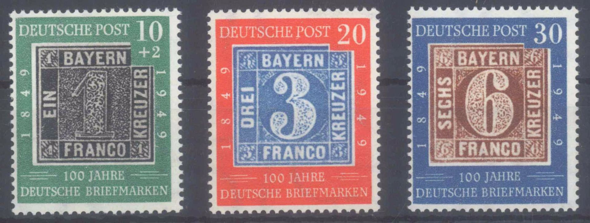 BUND 1949, Briefmarken, geprüft Schlegel BPP, KW 100 EuroMichelnummern 113-115, postfrisch Pracht,