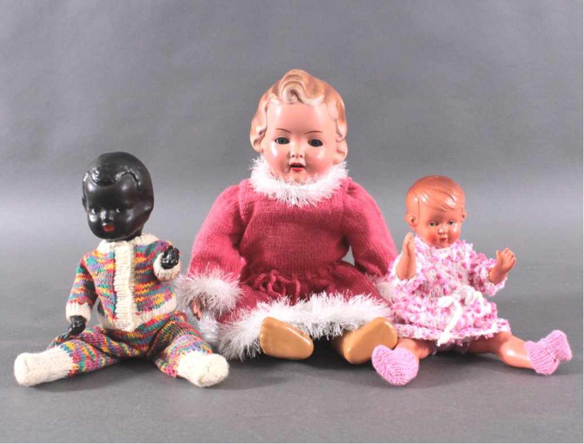 Kleines Lot Puppen1 K.W.S. 1382 Puppe - Keramische Werke Gräfelhain,Glasaugen, offener Mund mit zwei