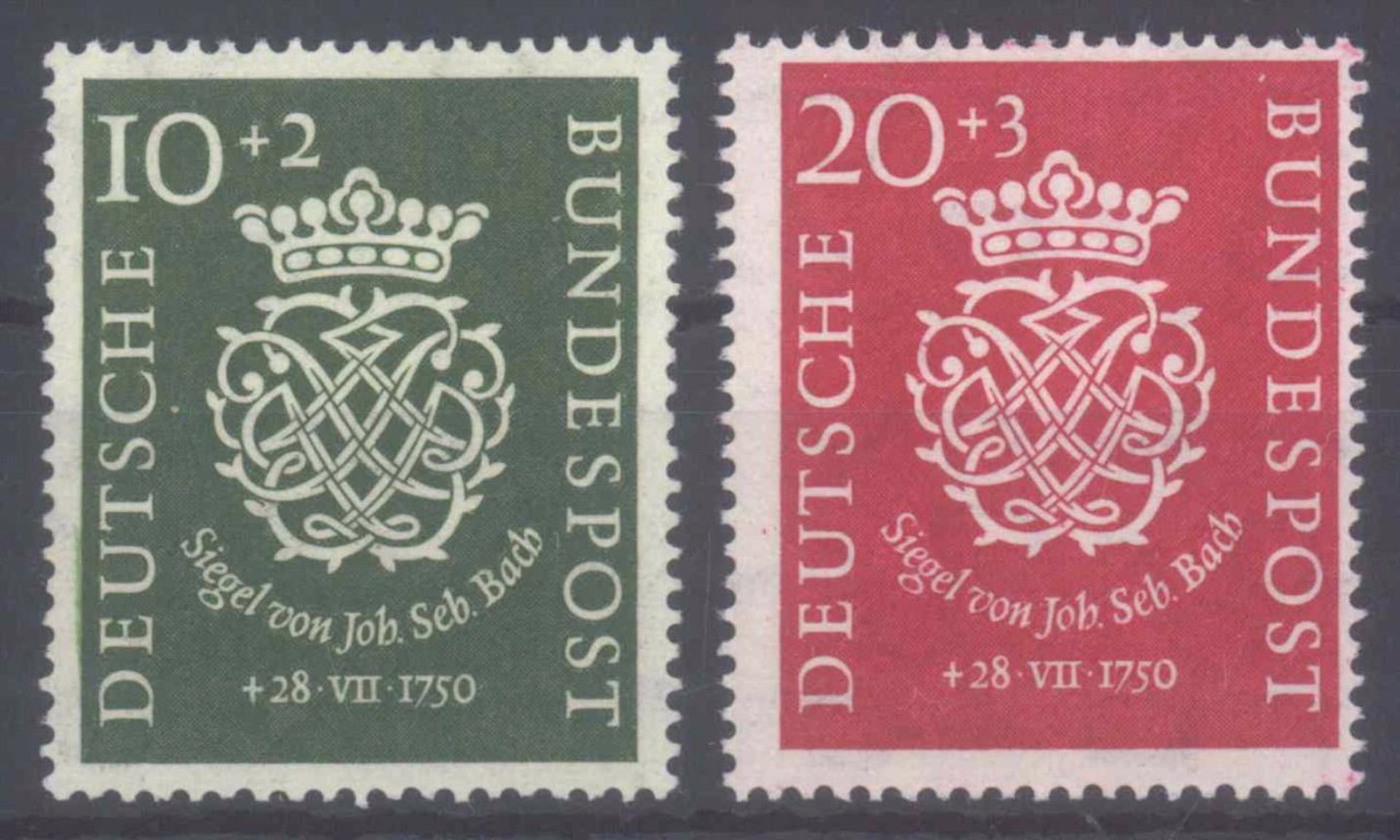 BUND 1950, Bach, geprüft Schlegel BPP, KW 120 EuroMichelnummern 121-122, postfrisch Pracht, beide