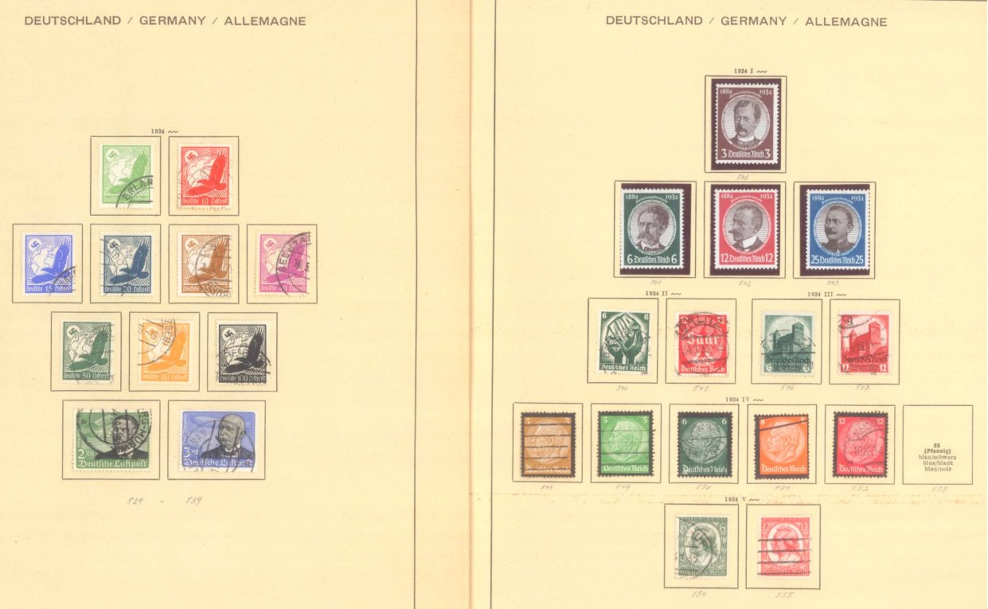 III. REICH 1934 bis 1945, mit OSTROPA - Block!!!!Sammlung auf alten Schaubekblättern, Erhaltungen