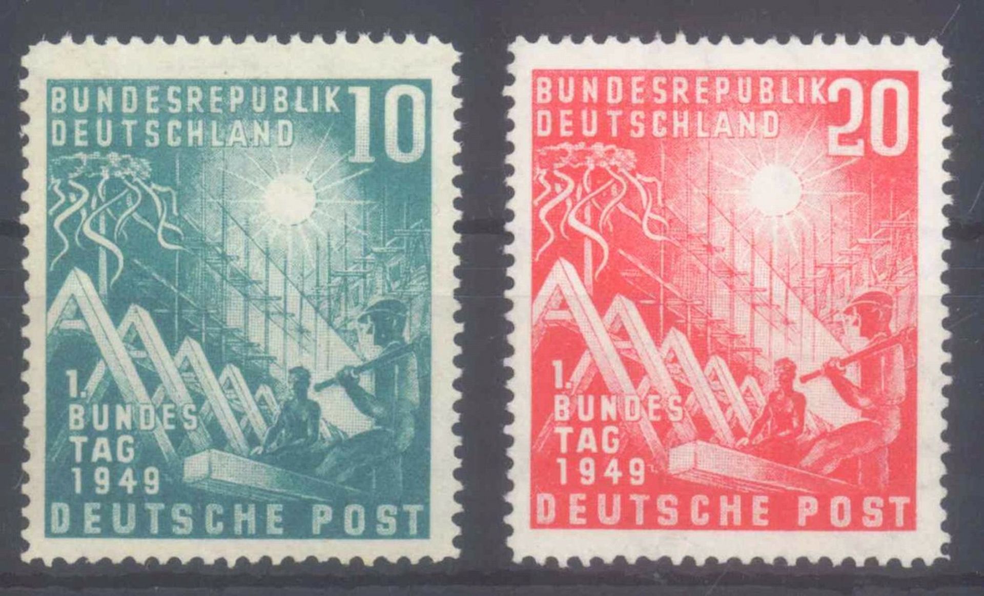 BUND 1949, Bundestag, geprüft Schlegel BPP, KW 100 EuroMichelnummern 111-112, postfrisch Pracht,