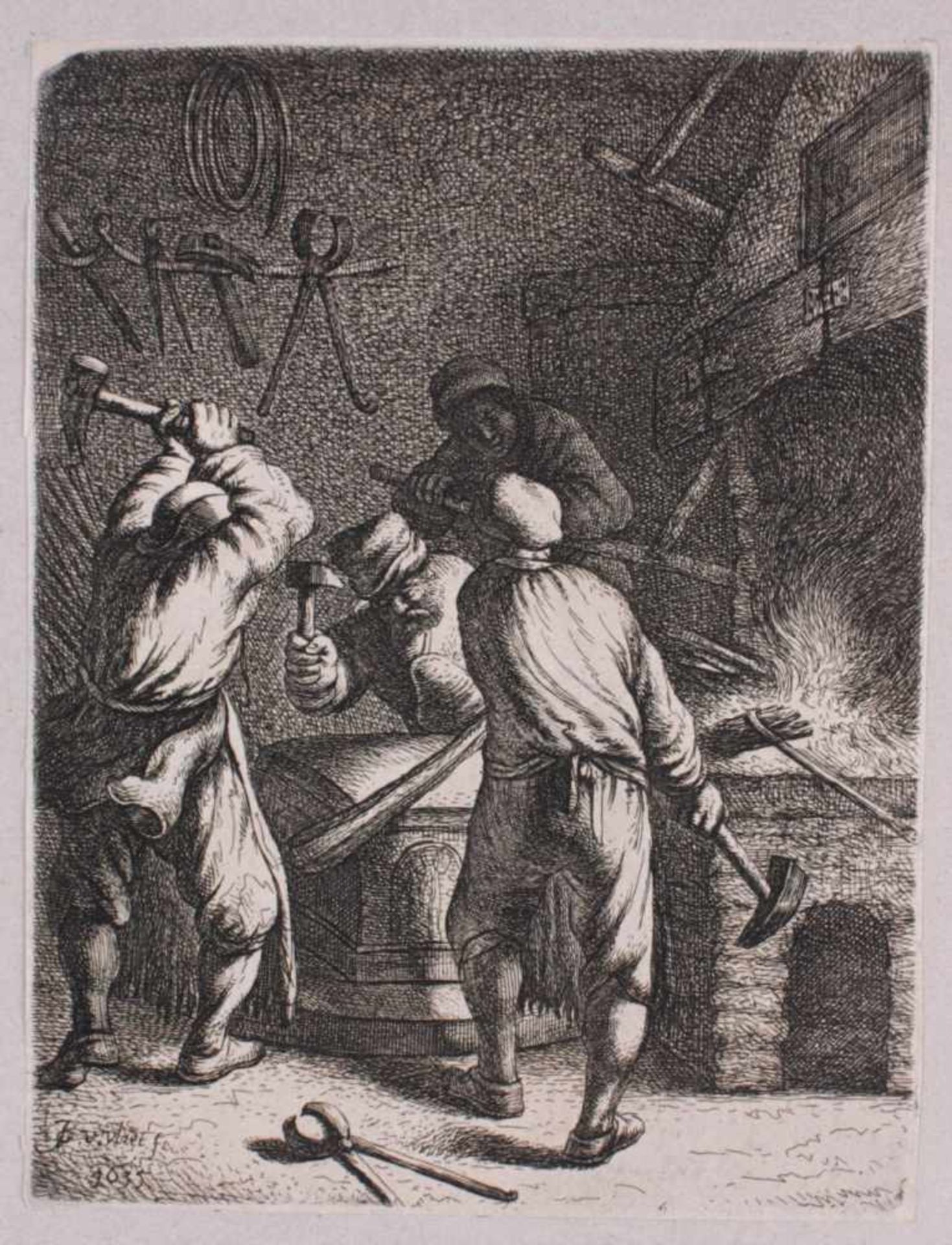 Jan Georg Vliet (ca. 1610-1637)"Le Fogeron". Radierung. In der Platte signiert, ca. 21 x 16cm