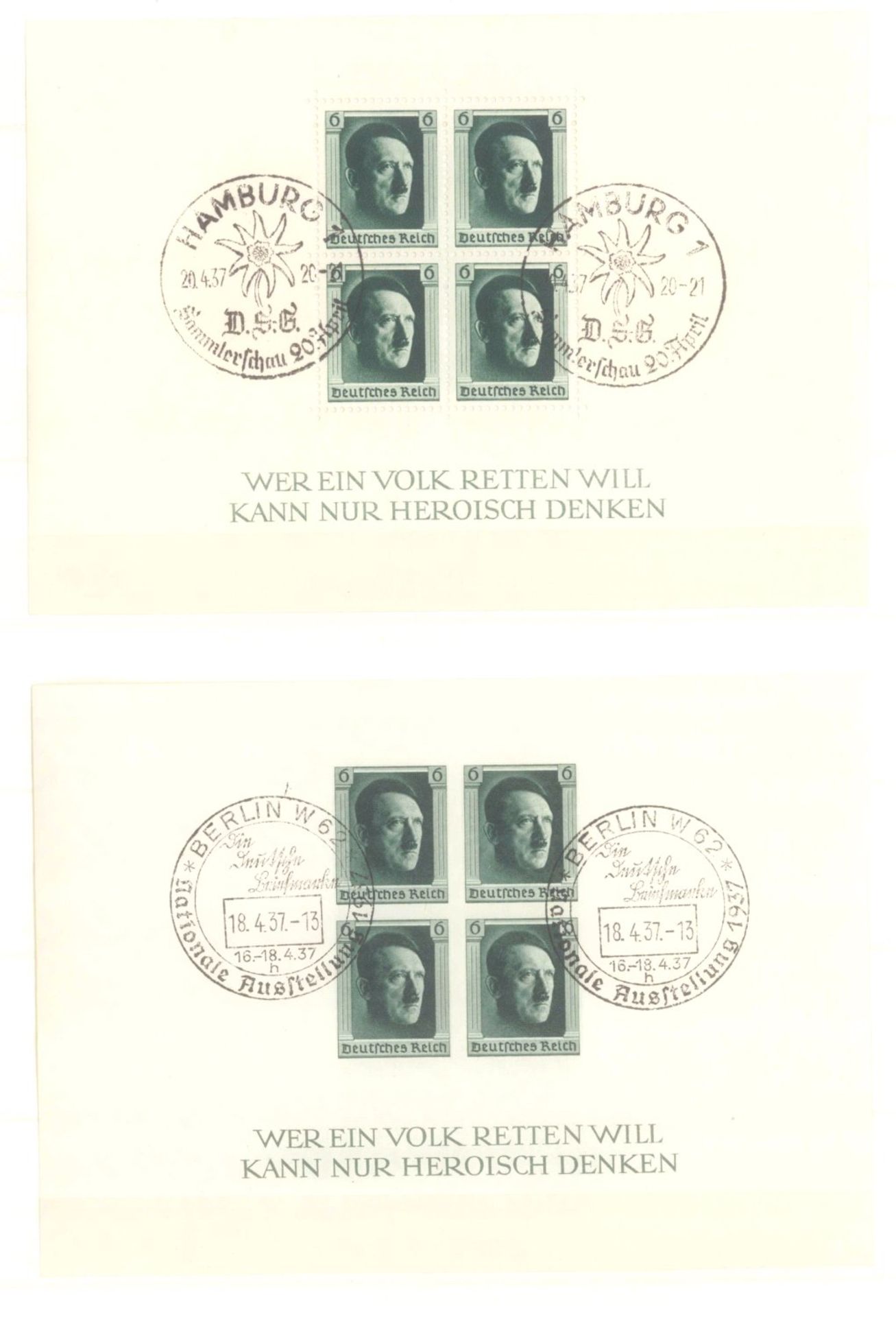 III. REICH 1934 bis 1945, mit OSTROPA - Block!!!!Sammlung auf alten Schaubekblättern, Erhaltungen - Bild 16 aus 17