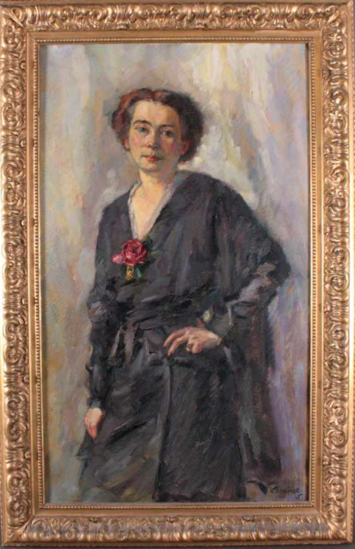 Erich Krause 1886-1954, "Damenbildnis"Deutscher Maler, ansässig in Karlsruhe, Thieme Becker S.113.Öl