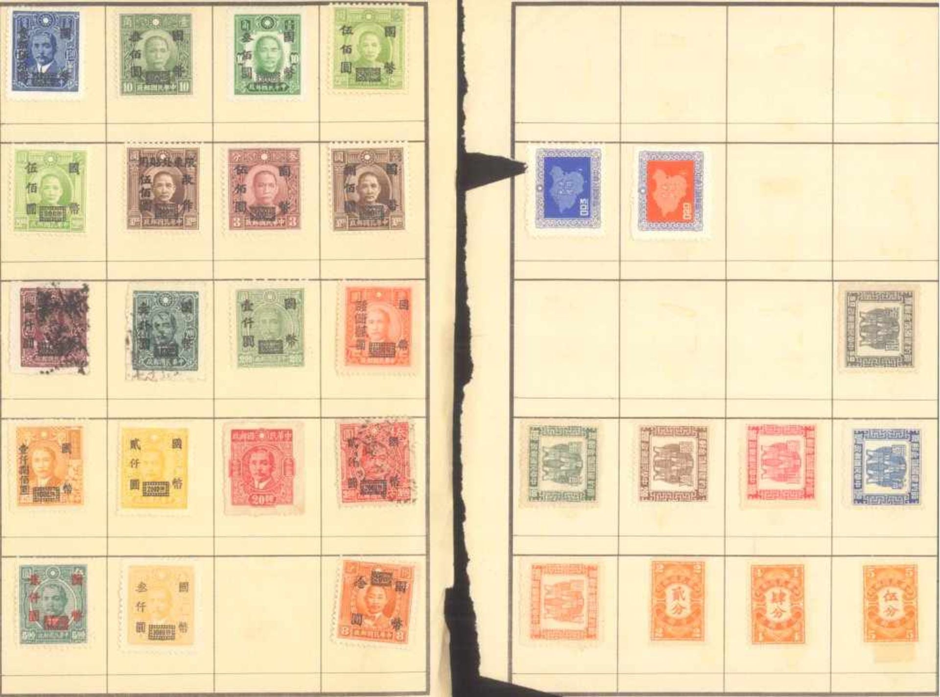 CHINA 1945-1949lose Seiten aus Auswahlheft mit an die fast 400 meistungebrauchten Marken, dabei wohl - Bild 9 aus 11
