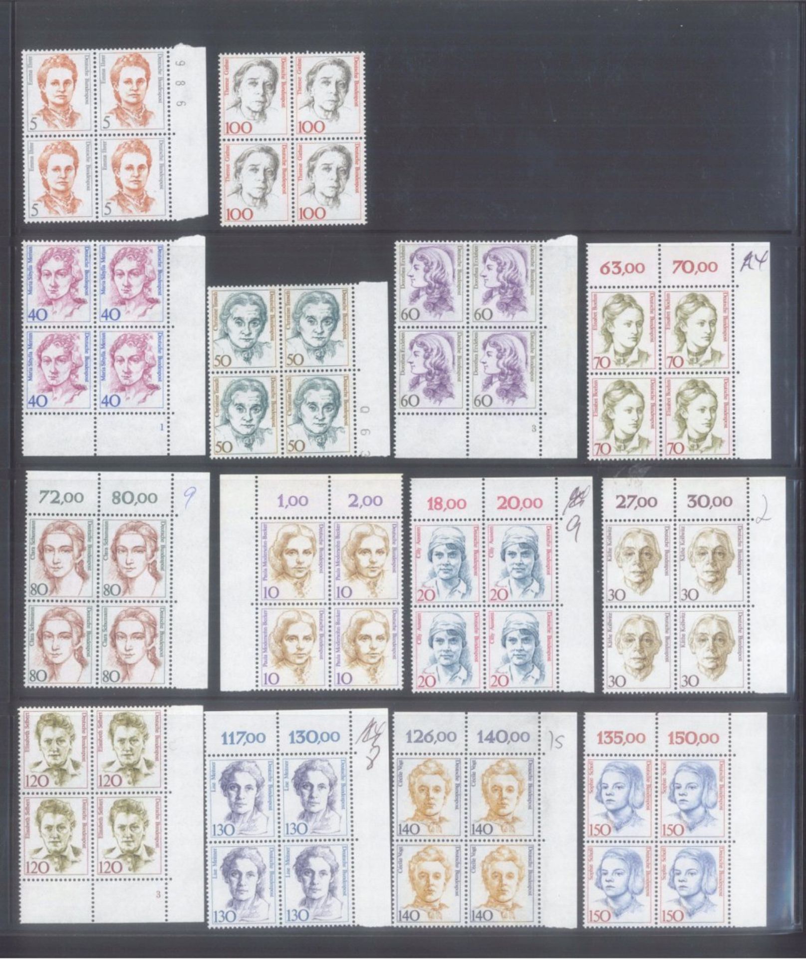 BUND 1961-1997 VIERER-BLOCKS von Dauerserienschöne postfrische Sammlung ab Bedeutende Deutsche, - Bild 9 aus 10