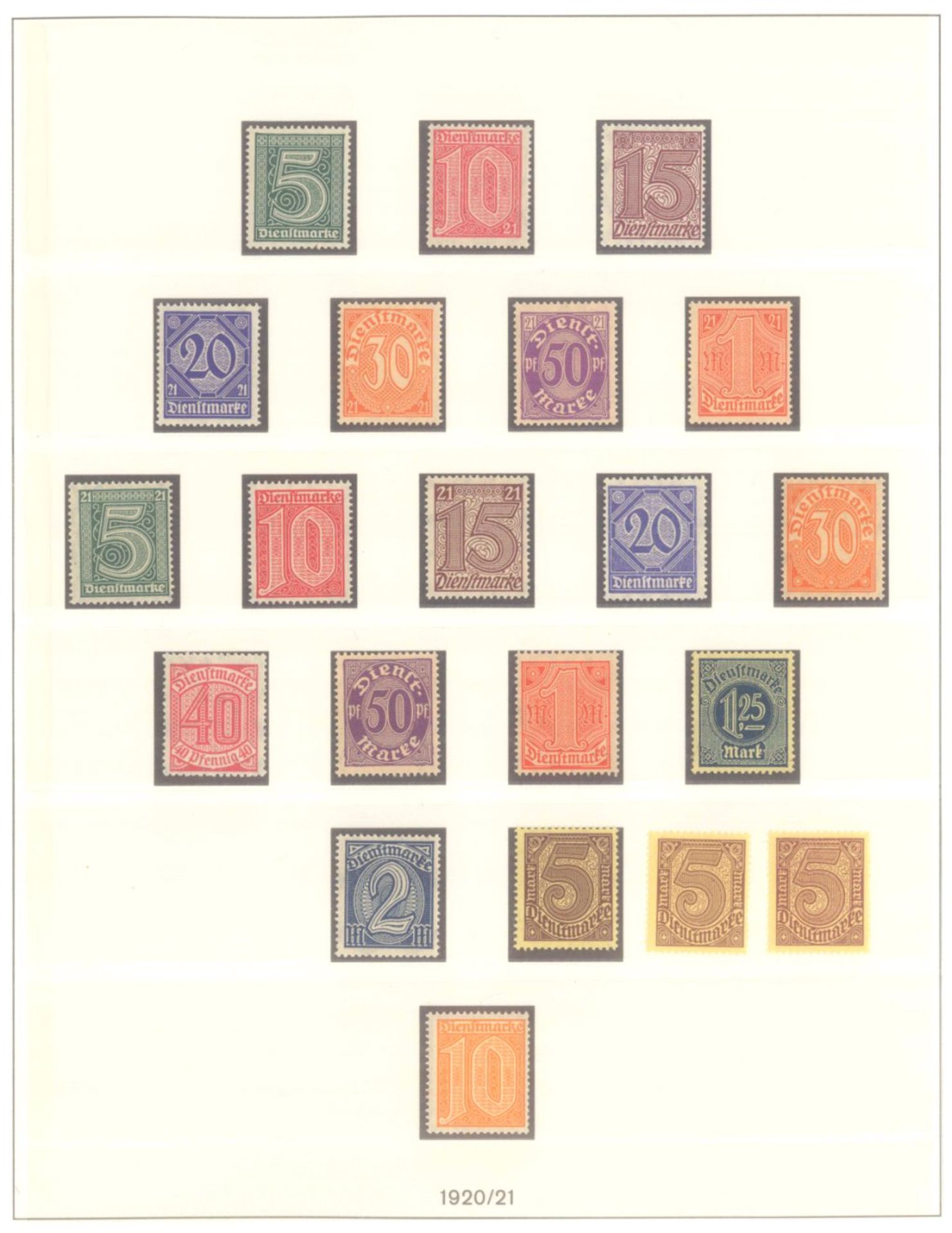 DEUTSCHES REICH INFLATIONSZEIT 1920-1923, Dienstmarkensaubere postfrische Sammlung auf LINDNERT-