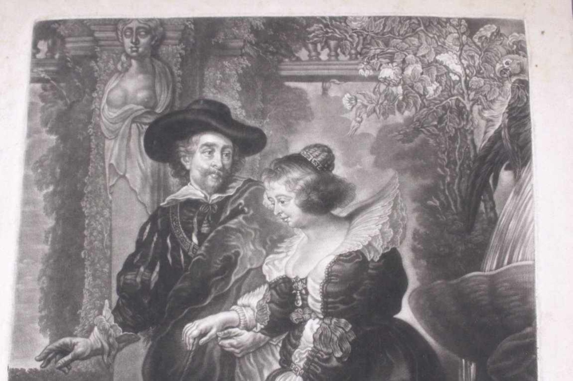 James McArdell (1728 - 1765)Mezzotinte-Radierung, "Rubens with his wife and child",basierend auf dem - Bild 3 aus 4