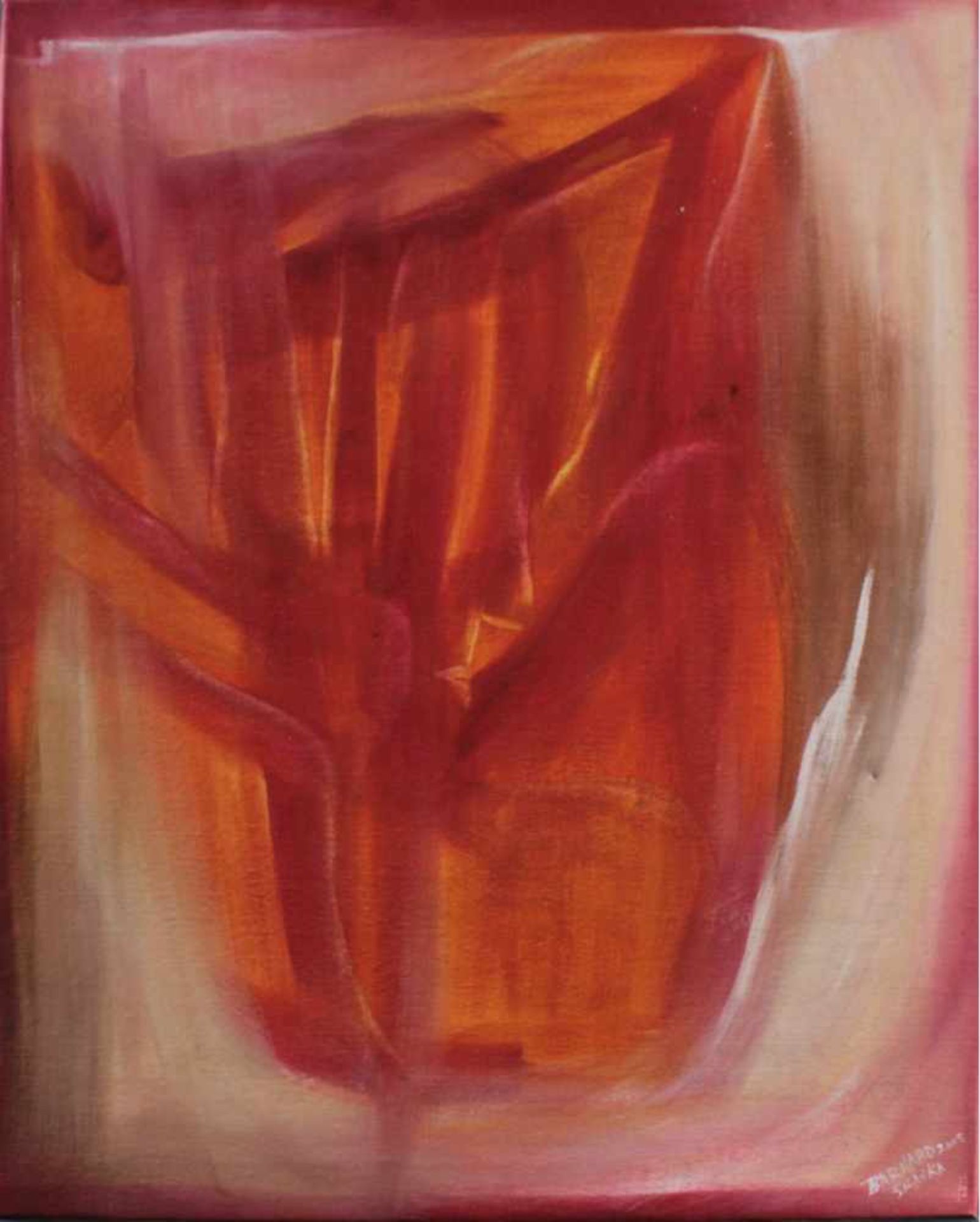 Barnard 2003 "Silanka"Öl / Lwd, rot / orange, unten rechts signiert, ca. 67,5 x84 cm.