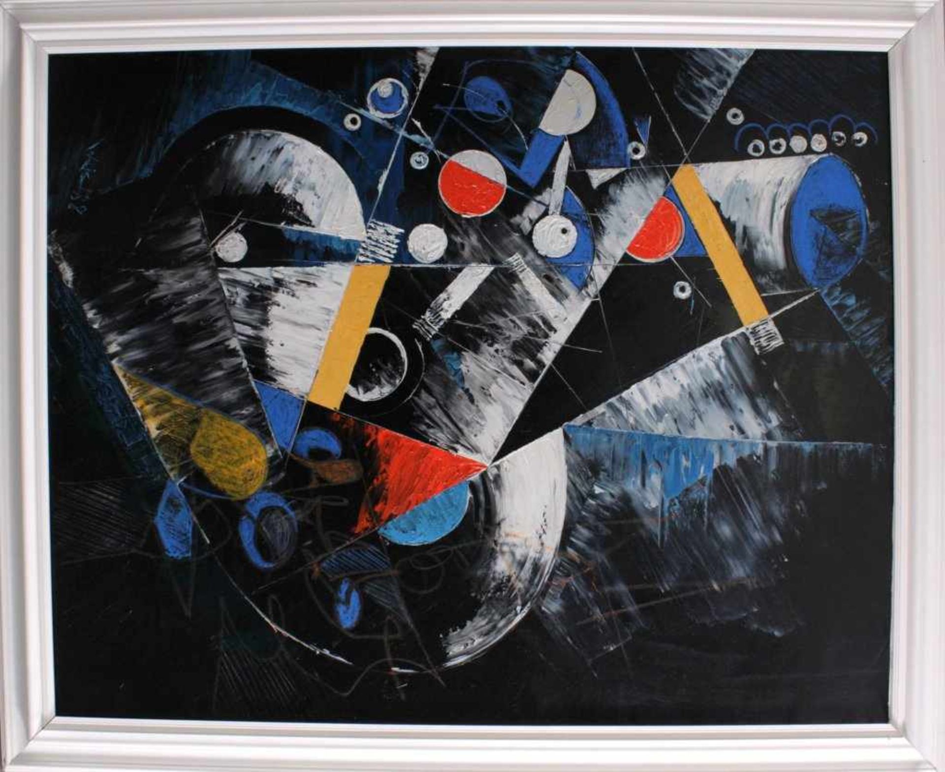 Helmut Günter Weis, Rote Karte für blauen DunstÖl / Lwd, unten links signiert, gerahmt, ca. 79 cm - Bild 2 aus 3