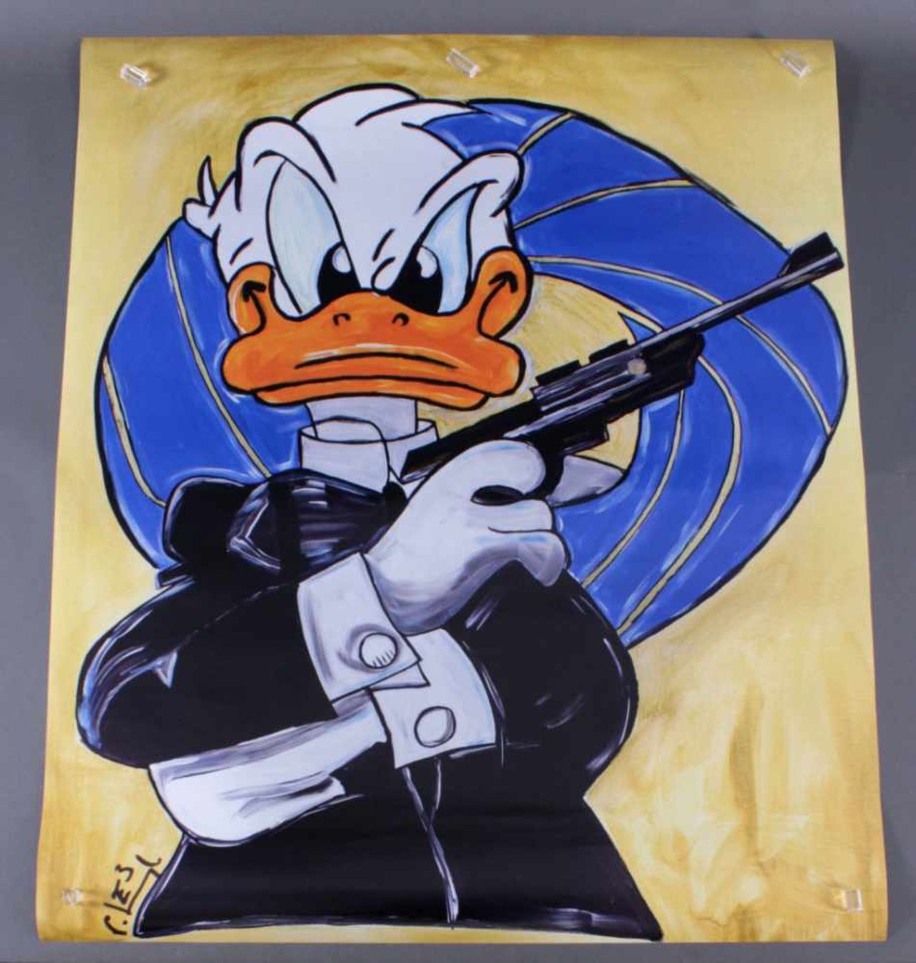 Donald Duck Plakat von Ralf HempelDonald Duck in James Bond Pose, ca. 119 cm x 100cm.