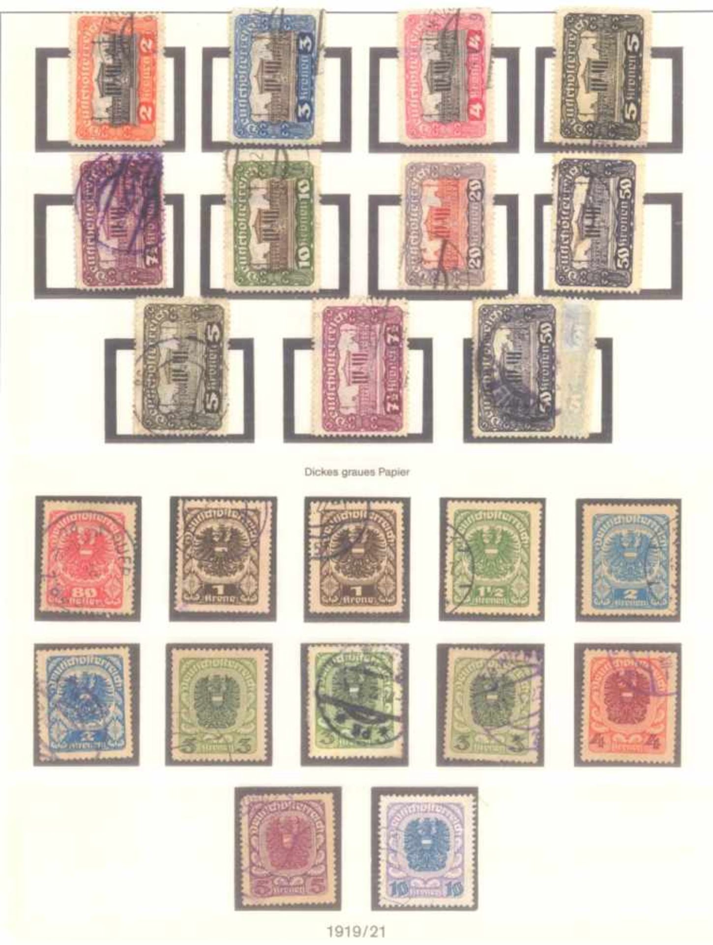 ÖSTERREICH 1918-1924gestempelte Sammlung in LINDNER T-Falzlosvordrucken,komplett gescannt. Dabei - Bild 8 aus 15