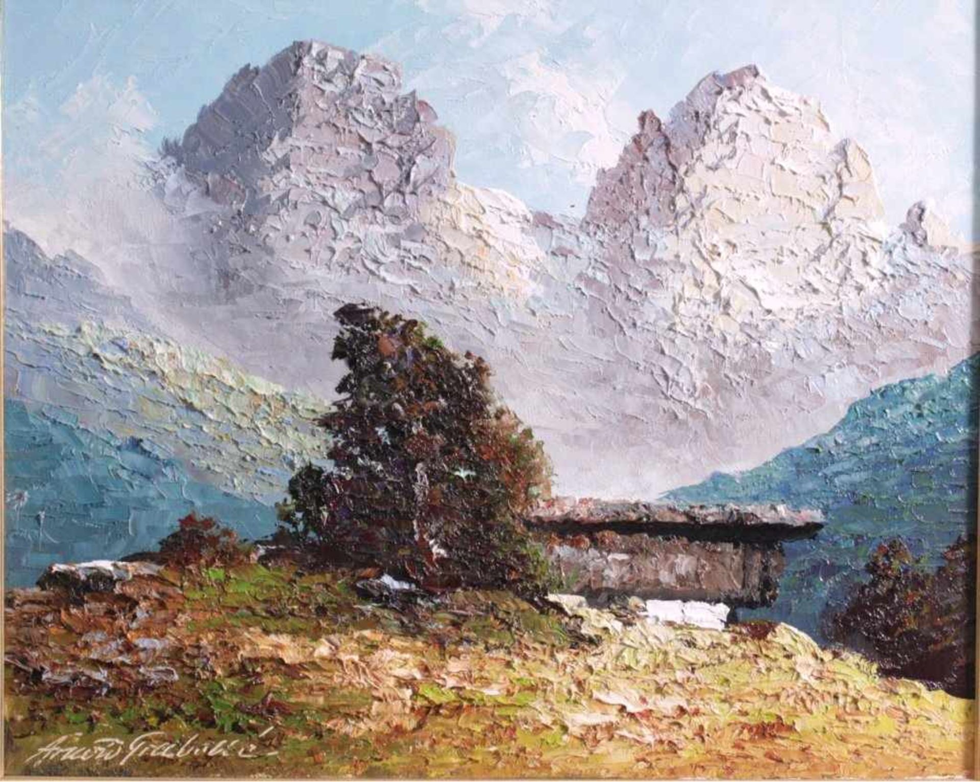 Georg Arnold-Grabone (1896-1982)Sommergewitter in Kühtai, Öl auf Leinwand gemalt, untenlinks