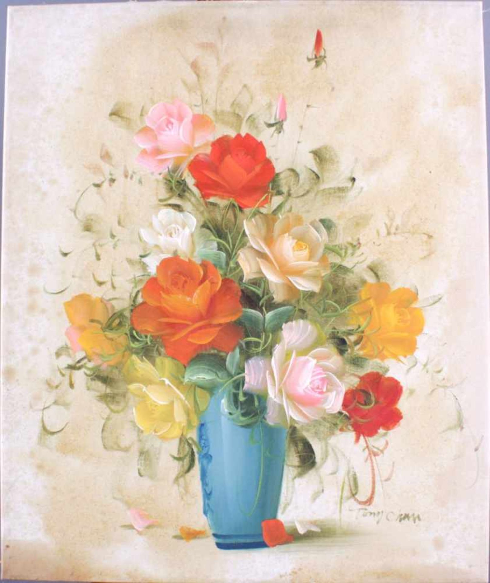 Tomy Chan ?-?, BlumenstillebenÖl auf Leinwand gemalt, unten rechts signiert, ohne Rahmenca. 61 x