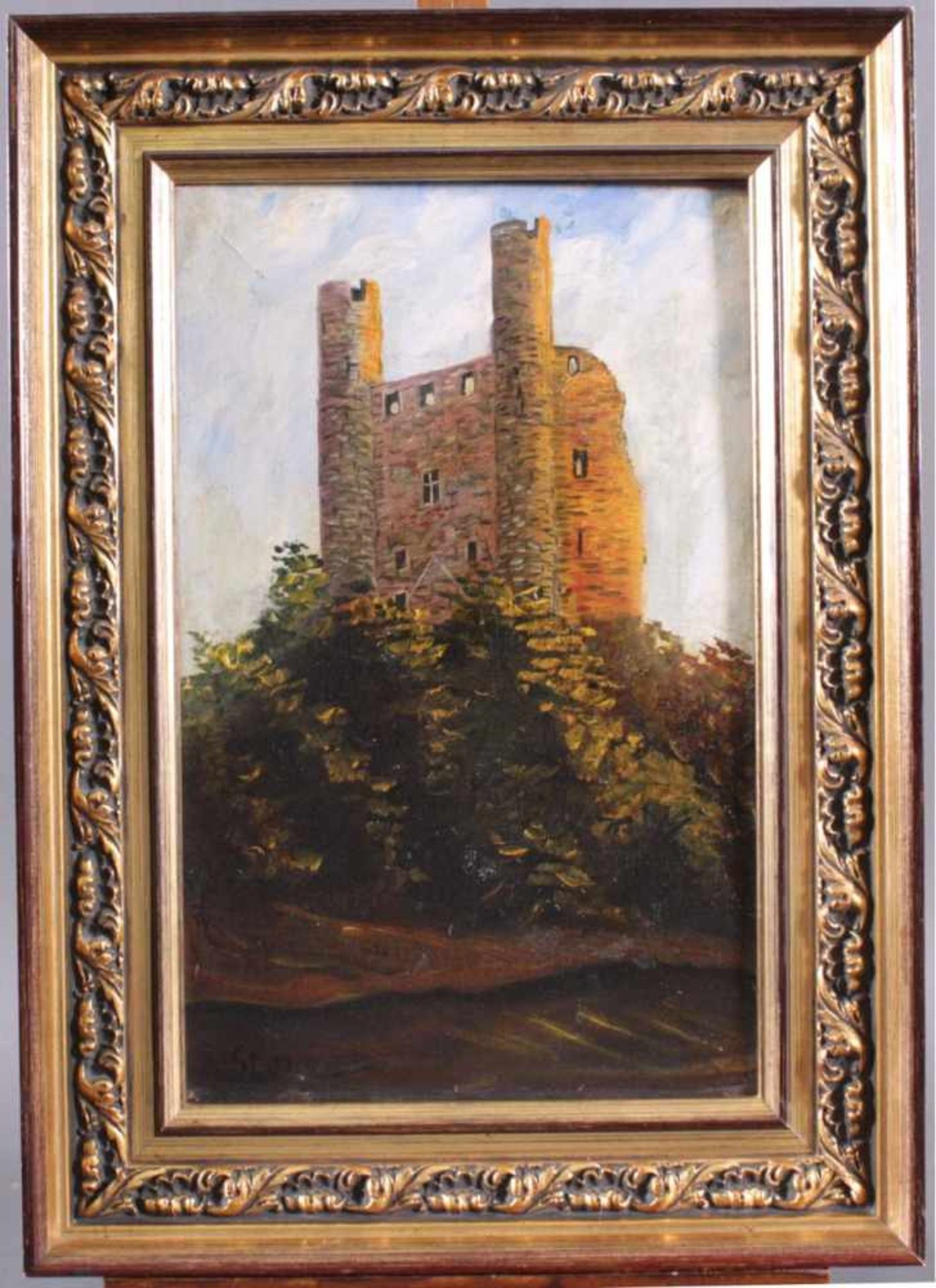 Kristian Steuer ?-?, BurgruineÖl auf Leinwand gemalt, unten links signiert, gerahmt,ca. 39 x 24 cm