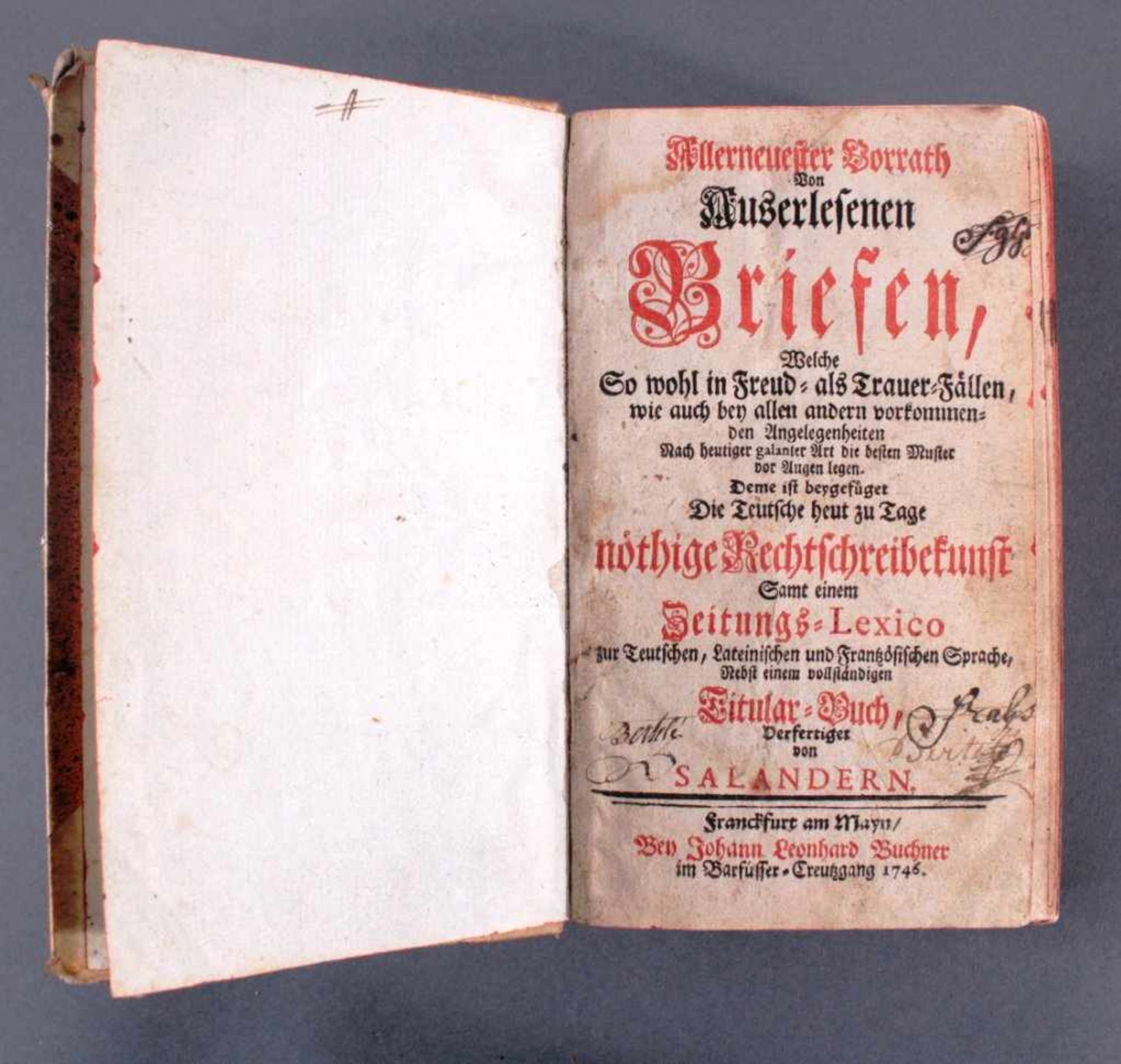 Allerneuester Vorrath von Auserlesenen Briefen..., 1746...welche so wohl in Freud- als Trauer- - Bild 2 aus 2