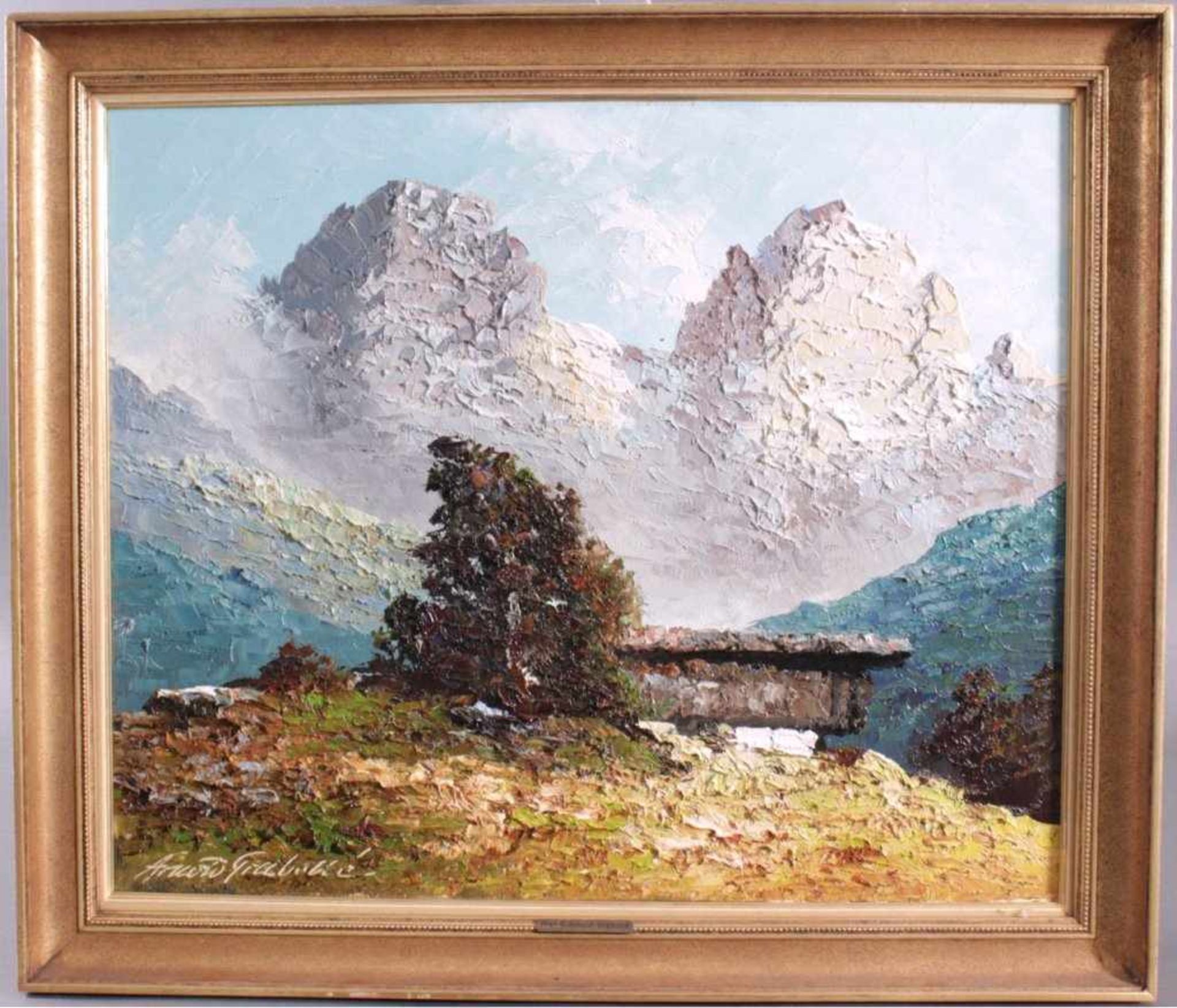 Georg Arnold-Grabone (1896-1982)Sommergewitter in Kühtai, Öl auf Leinwand gemalt, untenlinks - Bild 2 aus 3