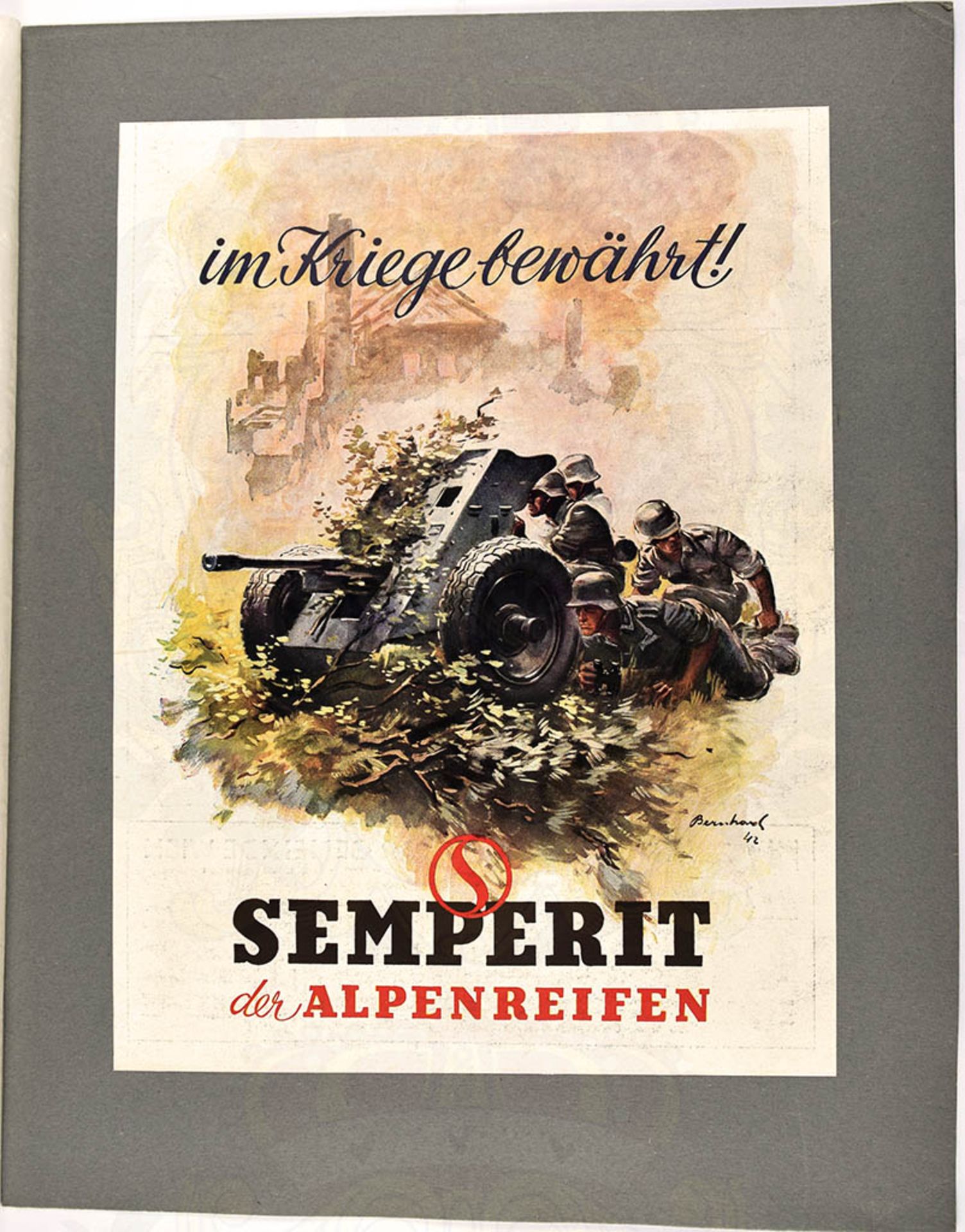 4 FARBDRUCKE: "Panzerspähmann", nach Aquarell von E. Kretschmann; 2 Werbetafeln f. Semperit- - Bild 2 aus 2