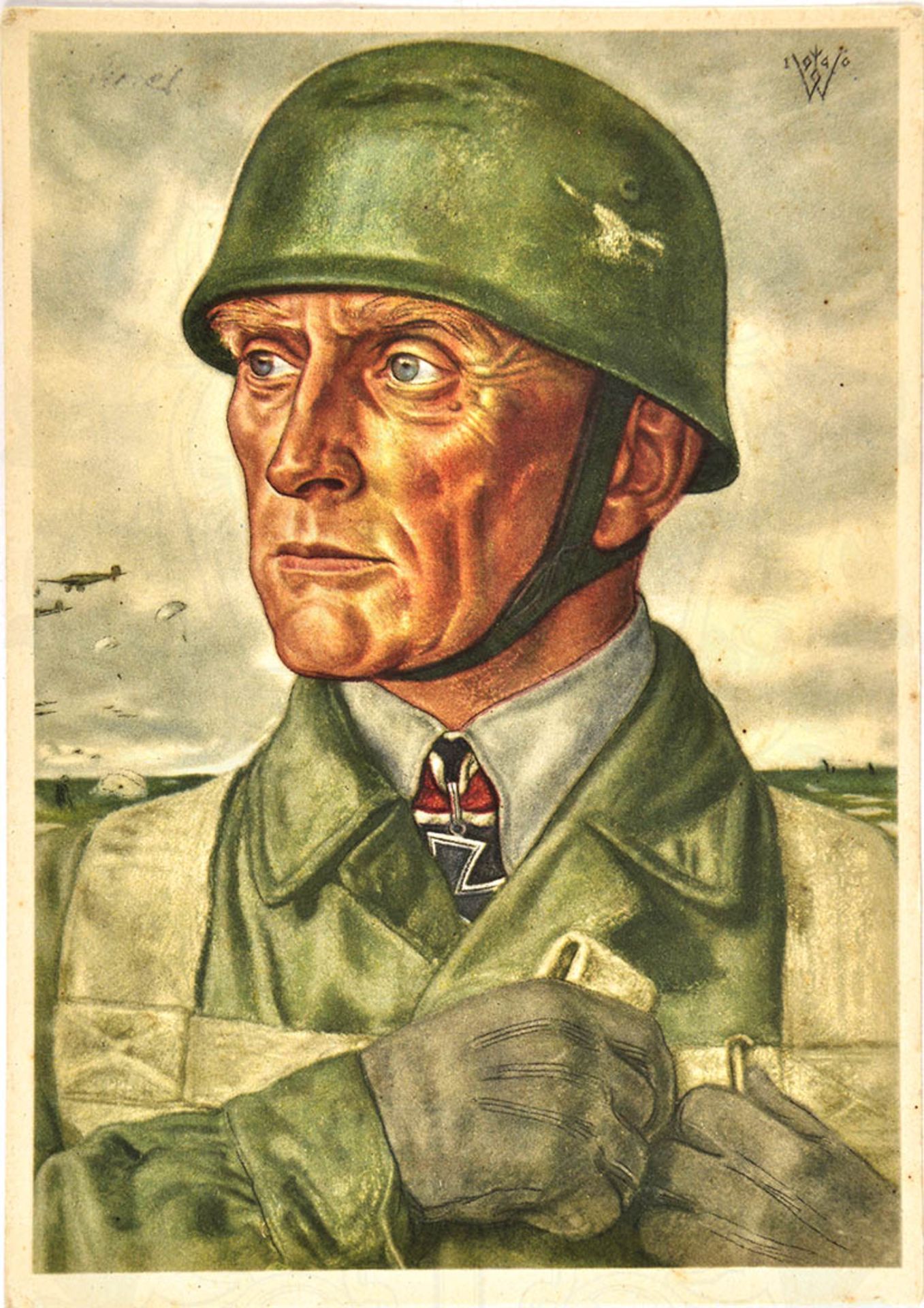 FARB-AK OBERST BRÄUER, Gen. Bruno Bräuer (1893-1947), RK 24.5.1940, nach Zeichn. von W. Willrich,